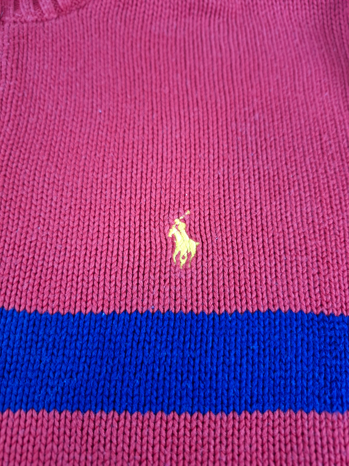 001579 – Polo Ralph Lauren 1/4 Zip Pullover – Red/Blue, Size L