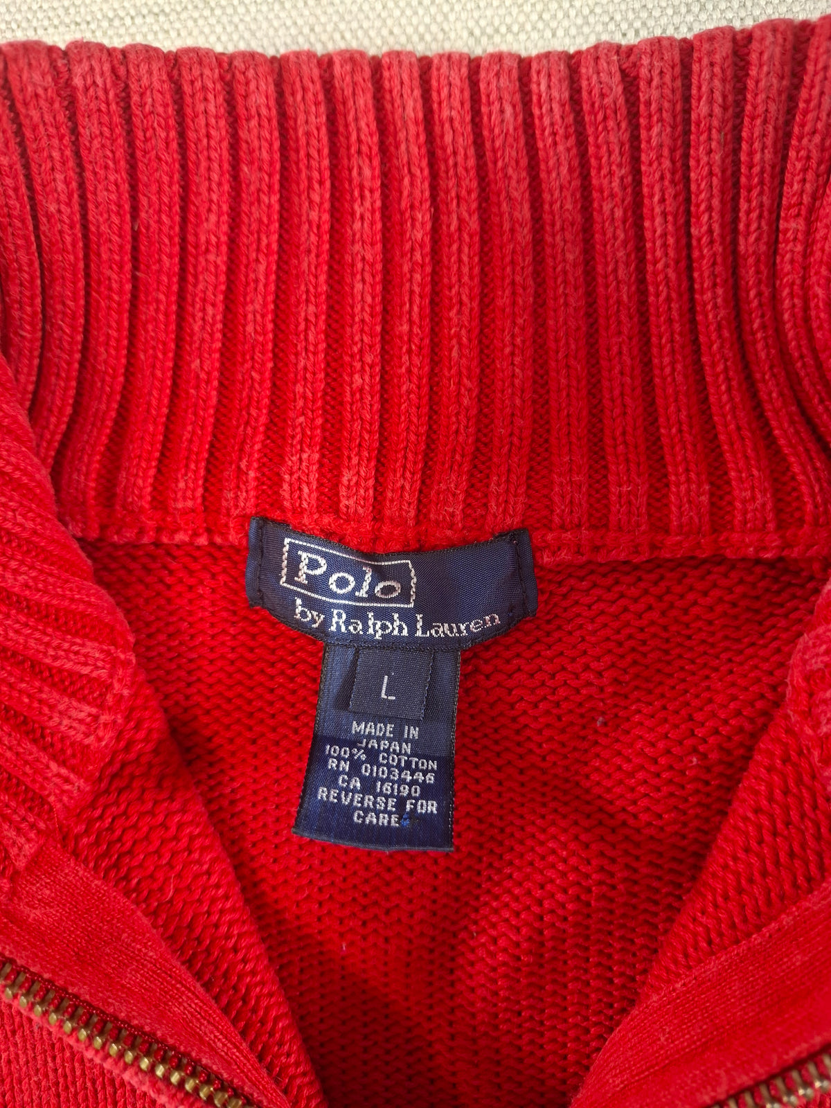 001579 – Polo Ralph Lauren 1/4 Zip Pullover – Red/Blue, Size L