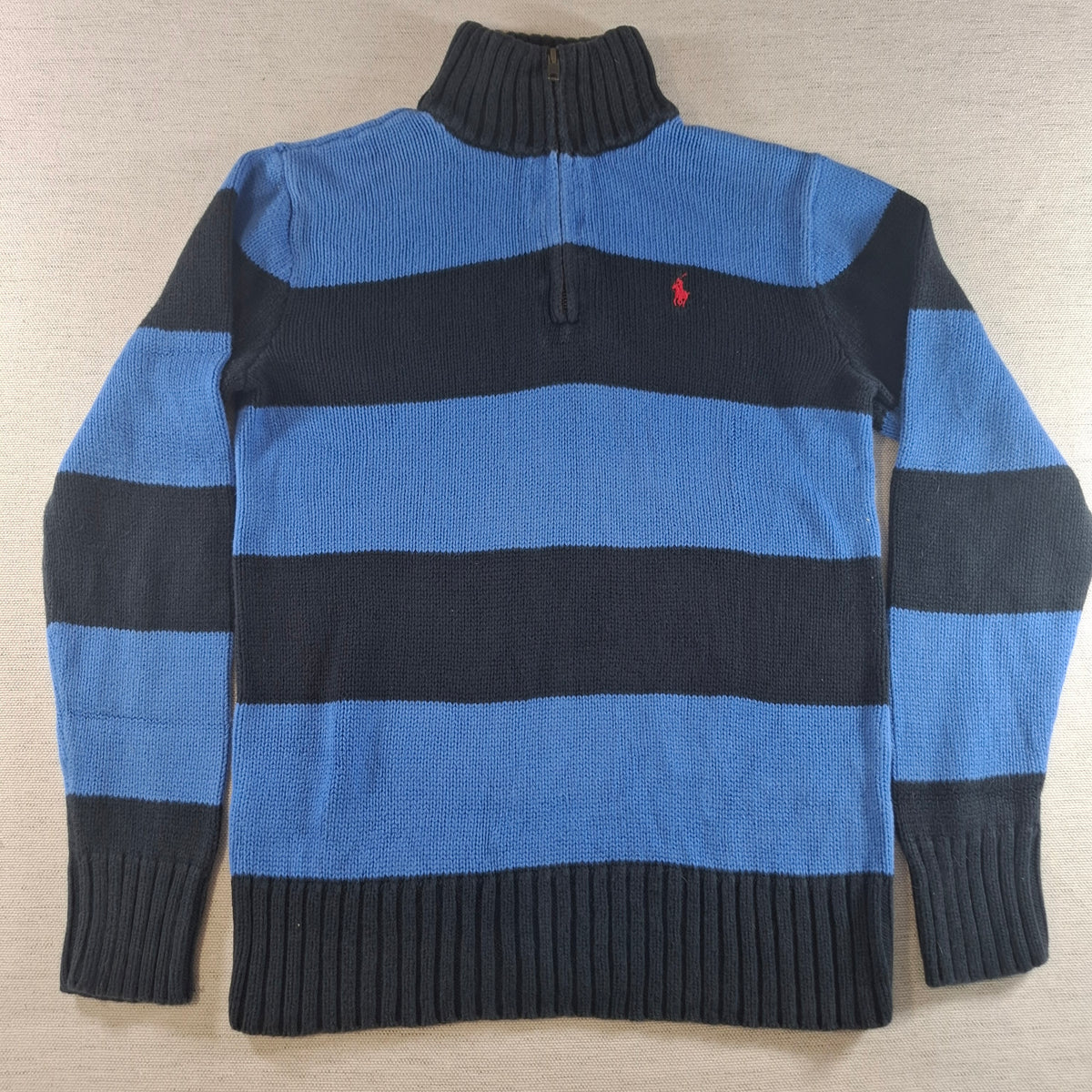 001580 – Polo Ralph Lauren 1/4 Zip Pullover – Blue/Light Blue, Size XL (Youth size, 18-20 years)