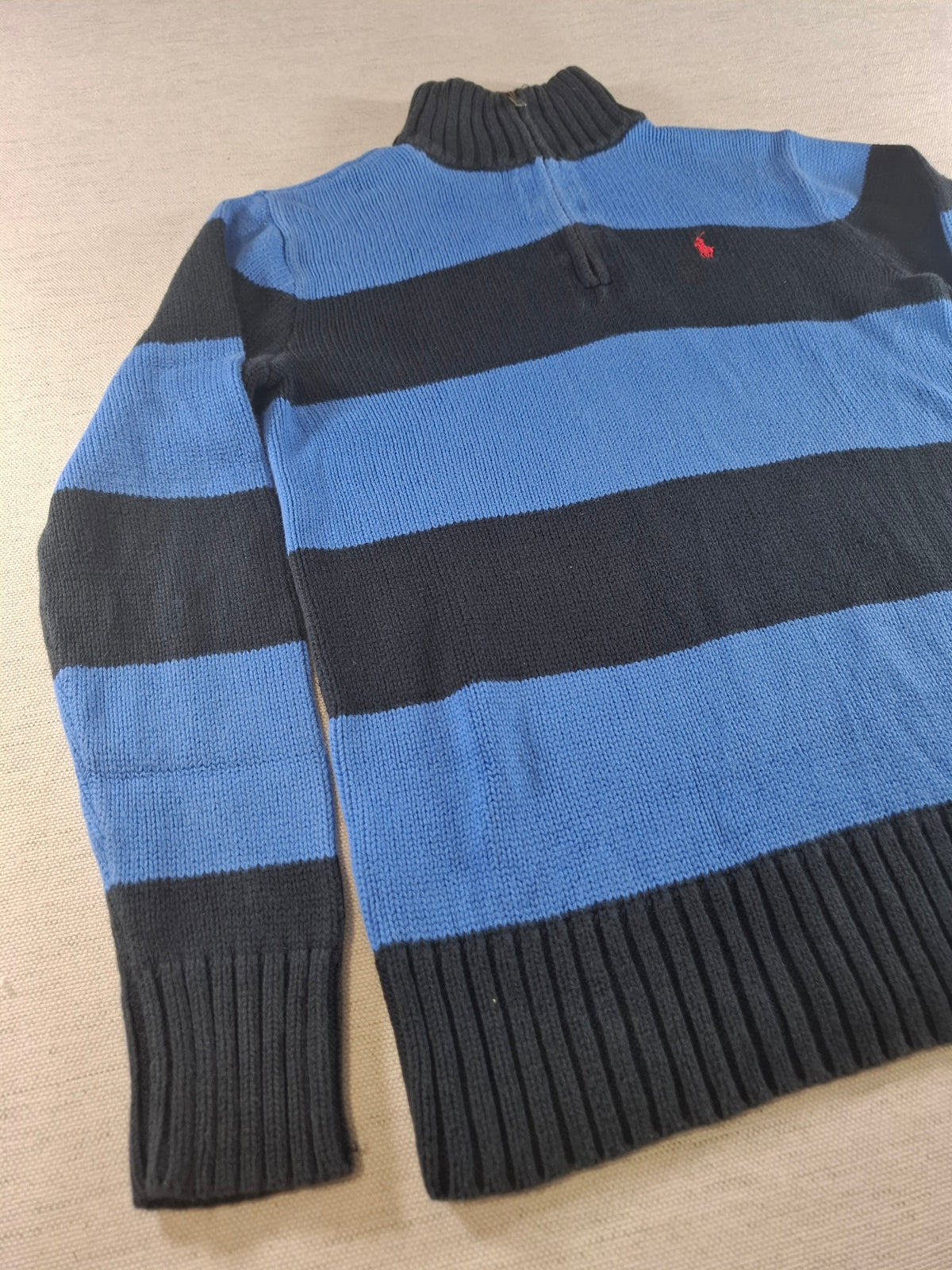 001580 – Polo Ralph Lauren 1/4 Zip Pullover – Blue/Light Blue, Size XL (Youth size, 18-20 years)