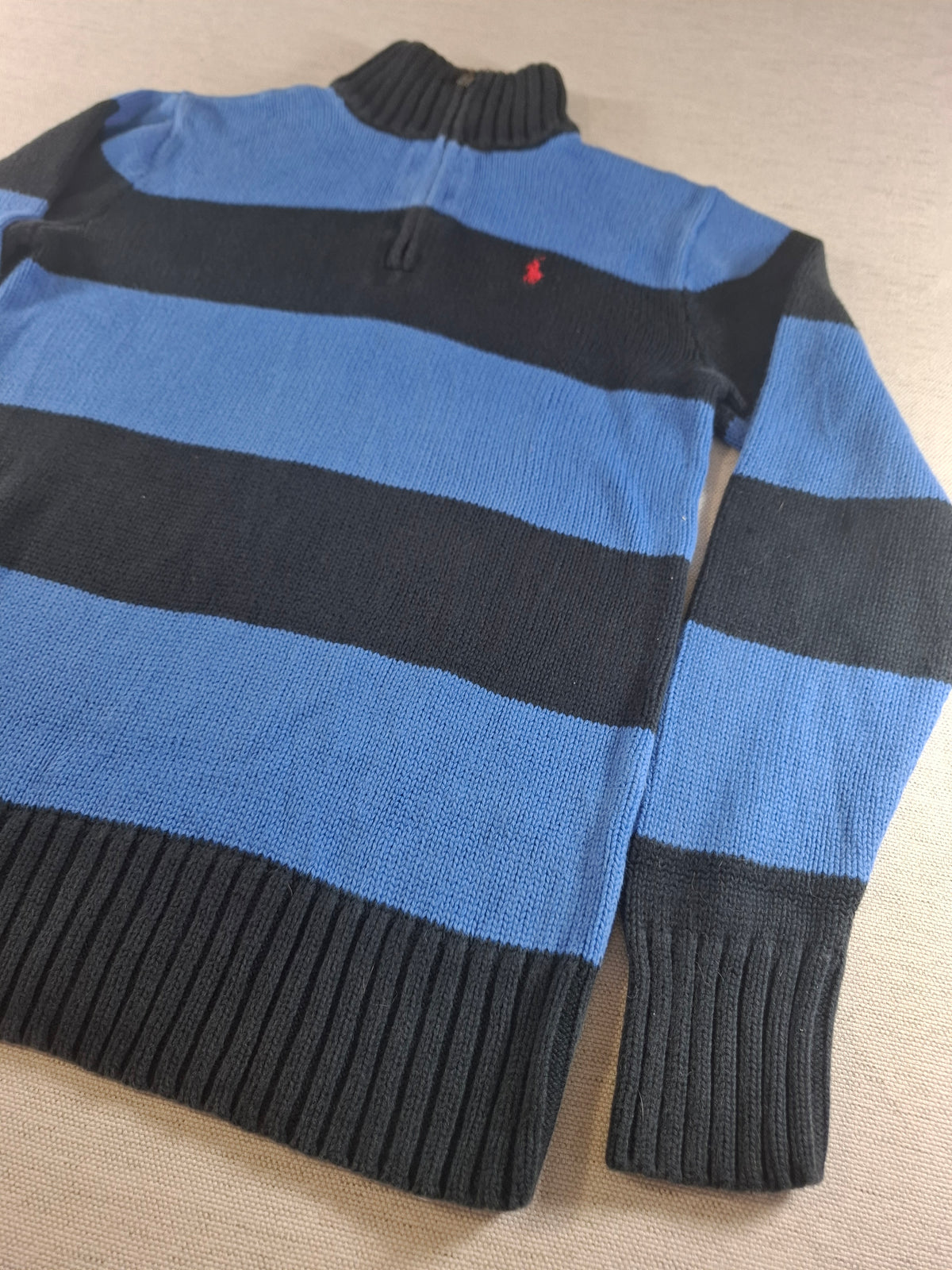 001580 – Polo Ralph Lauren 1/4 Zip Pullover – Blue/Light Blue, Size XL (Youth size, 18-20 years)