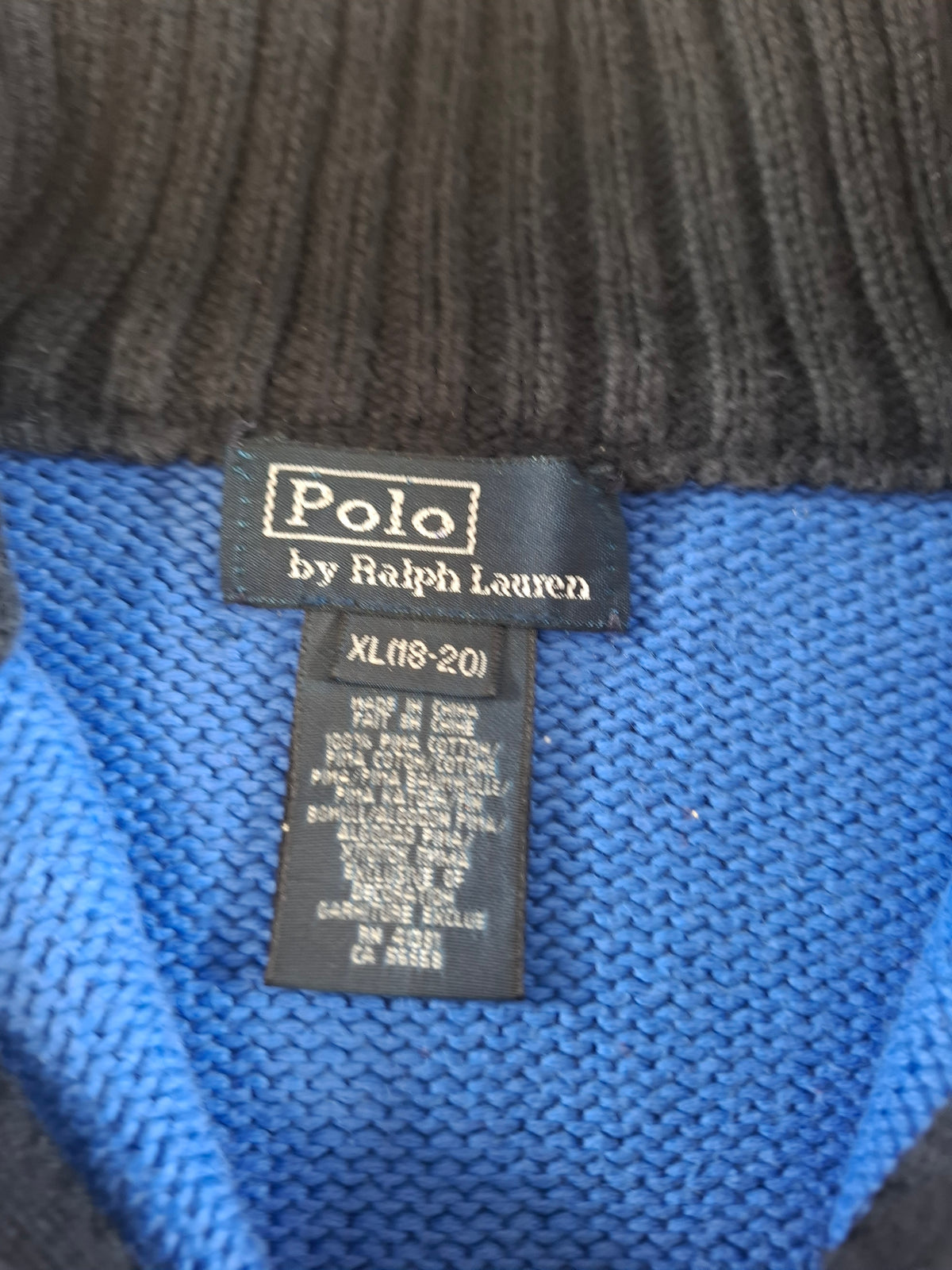 001580 – Polo Ralph Lauren 1/4 Zip Pullover – Blue/Light Blue, Size XL (Youth size, 18-20 years)