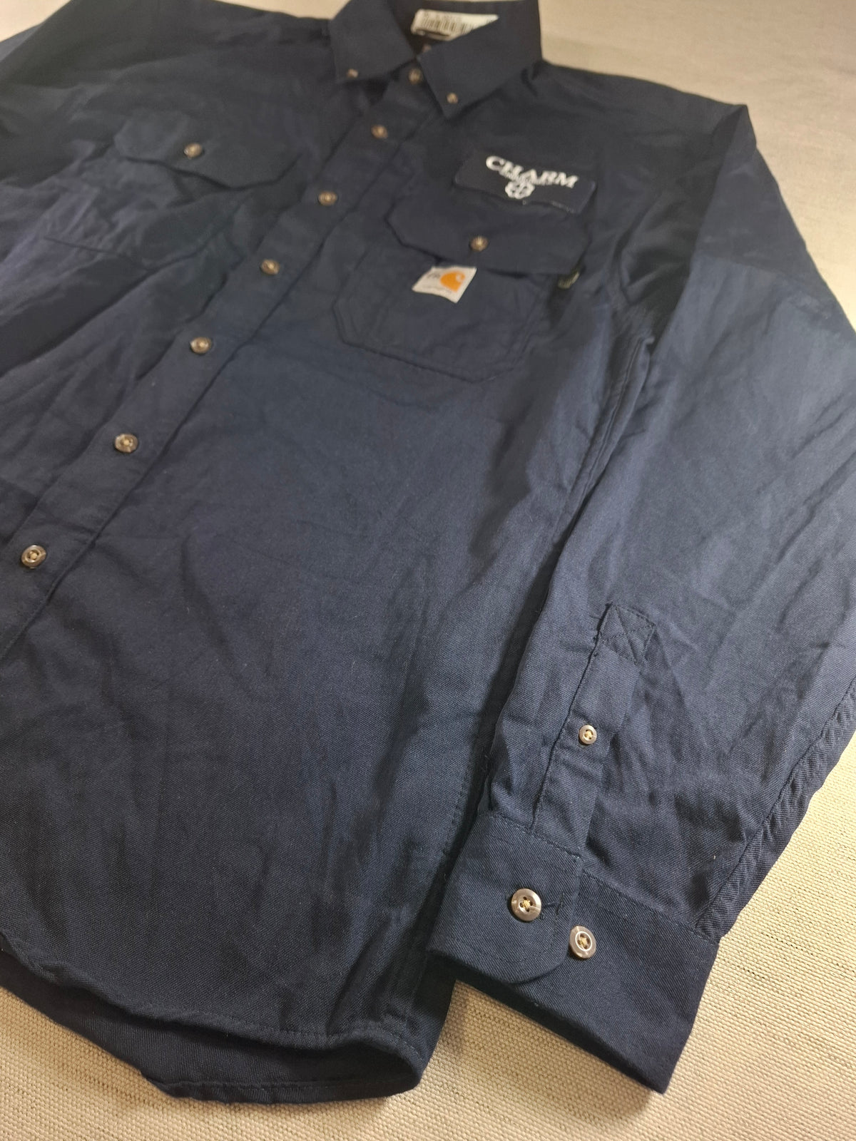 001581 – Carhartt Flame-Resistant Work Shirt – Navy, Size M