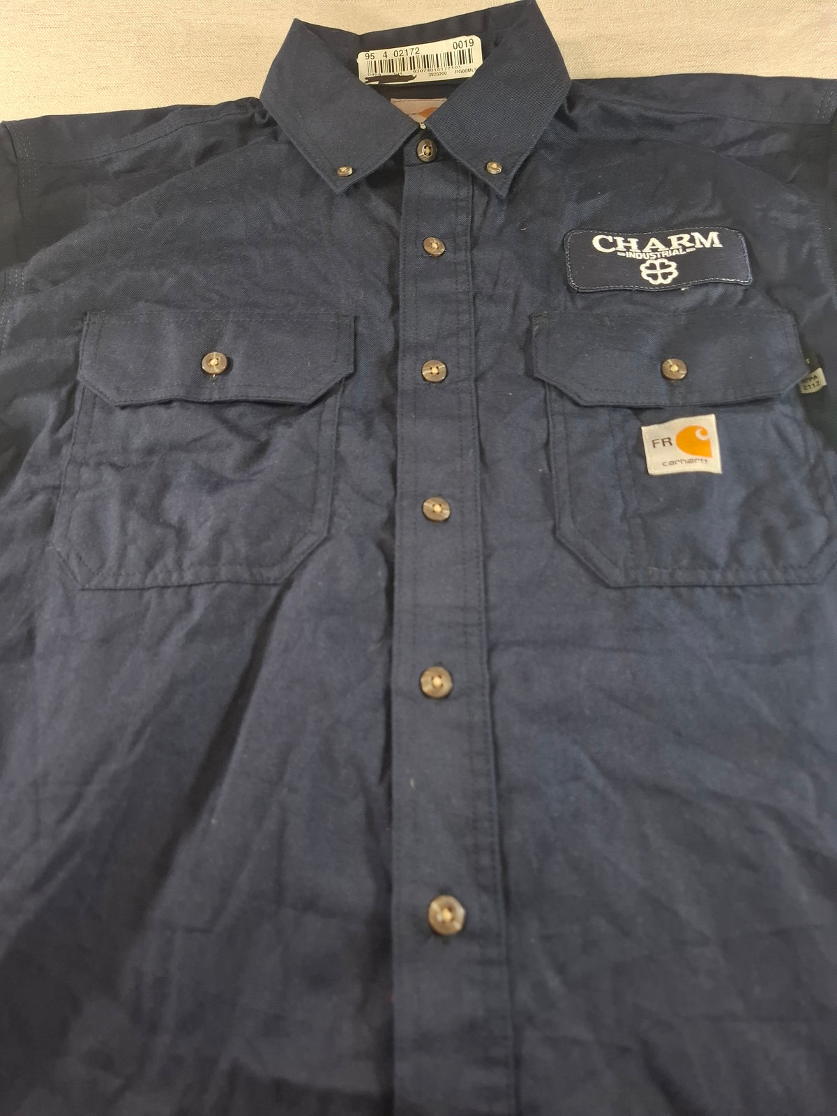 001581 – Carhartt Flame-Resistant Work Shirt – Navy, Size M