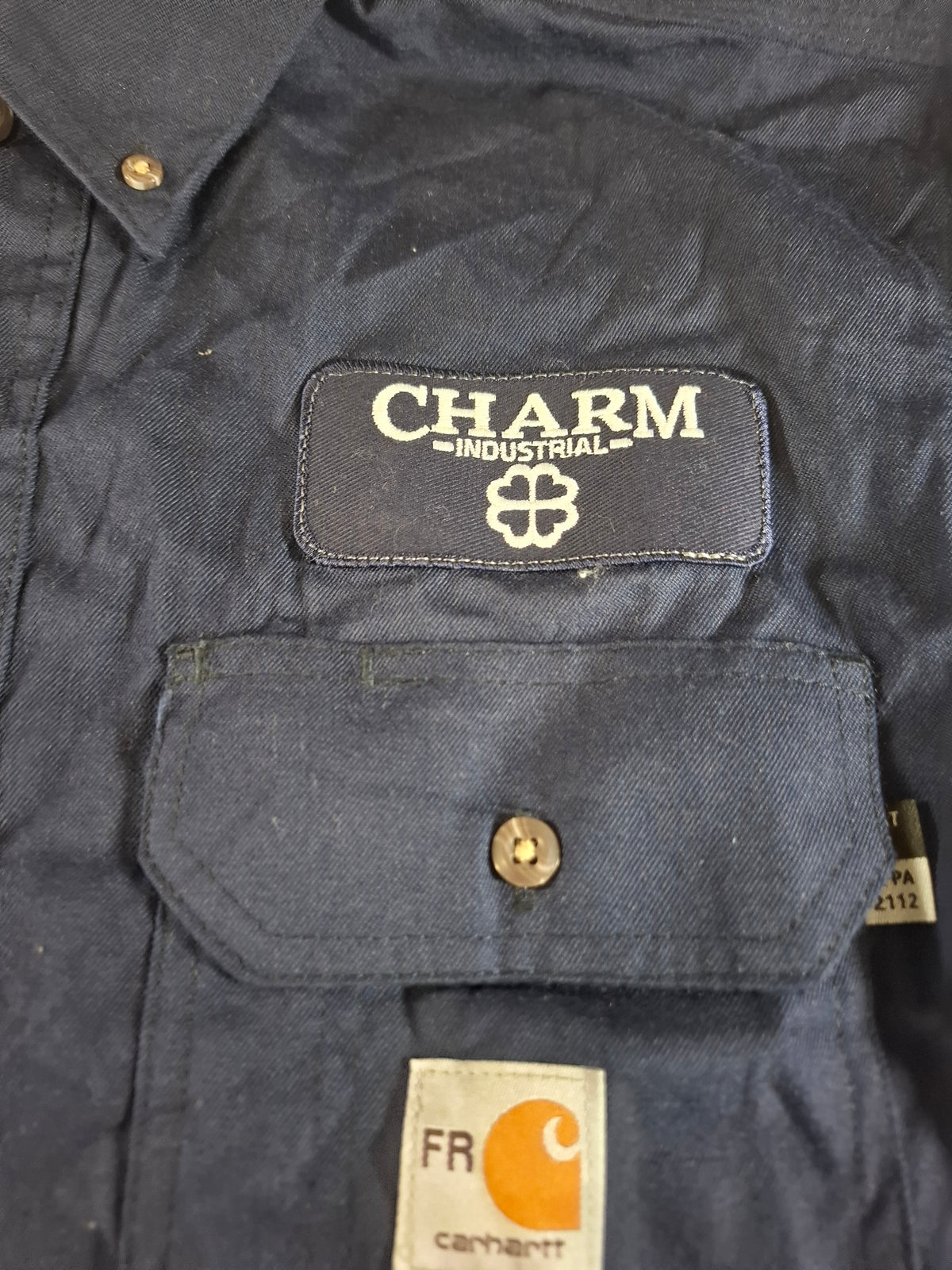 001581 – Carhartt Flame-Resistant Work Shirt – Navy, Size M