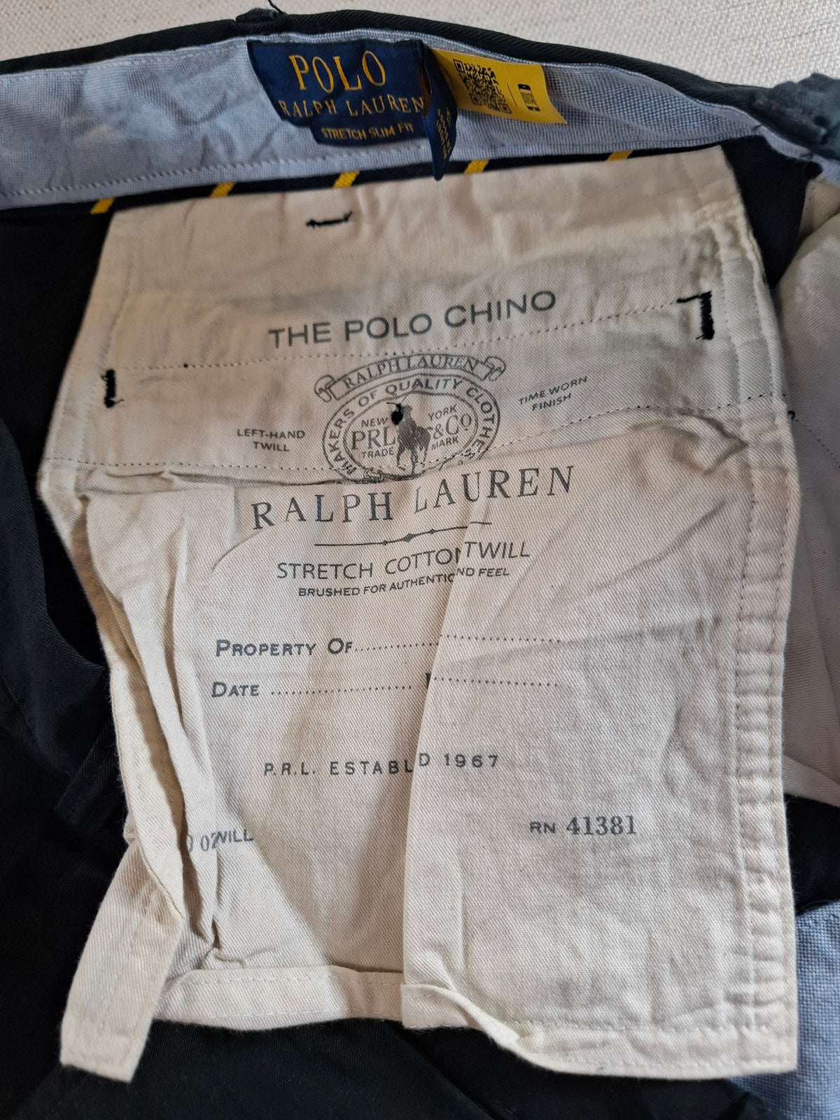 000424 – Polo Ralph Lauren Chino – Black, Size 38/32