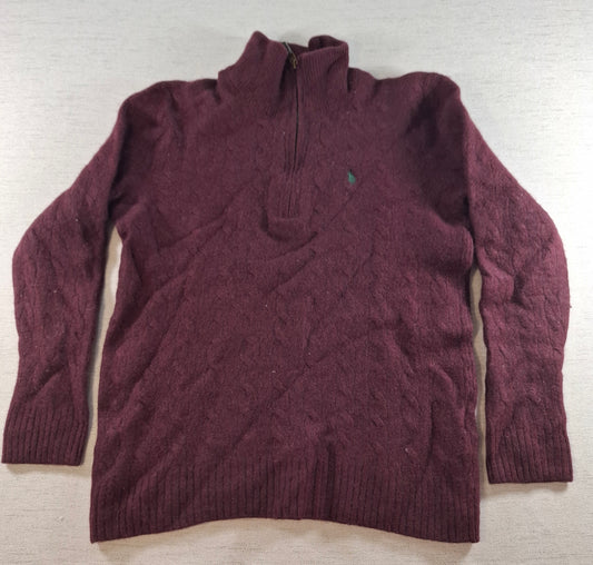 000433 – Polo Ralph Lauren 1/4 Zip Pullover – Burgundy, Size Women's M
