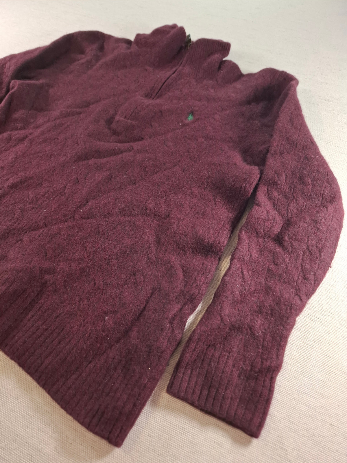 000433 – Polo Ralph Lauren 1/4 Zip Pullover – Burgundy, Size Women's M