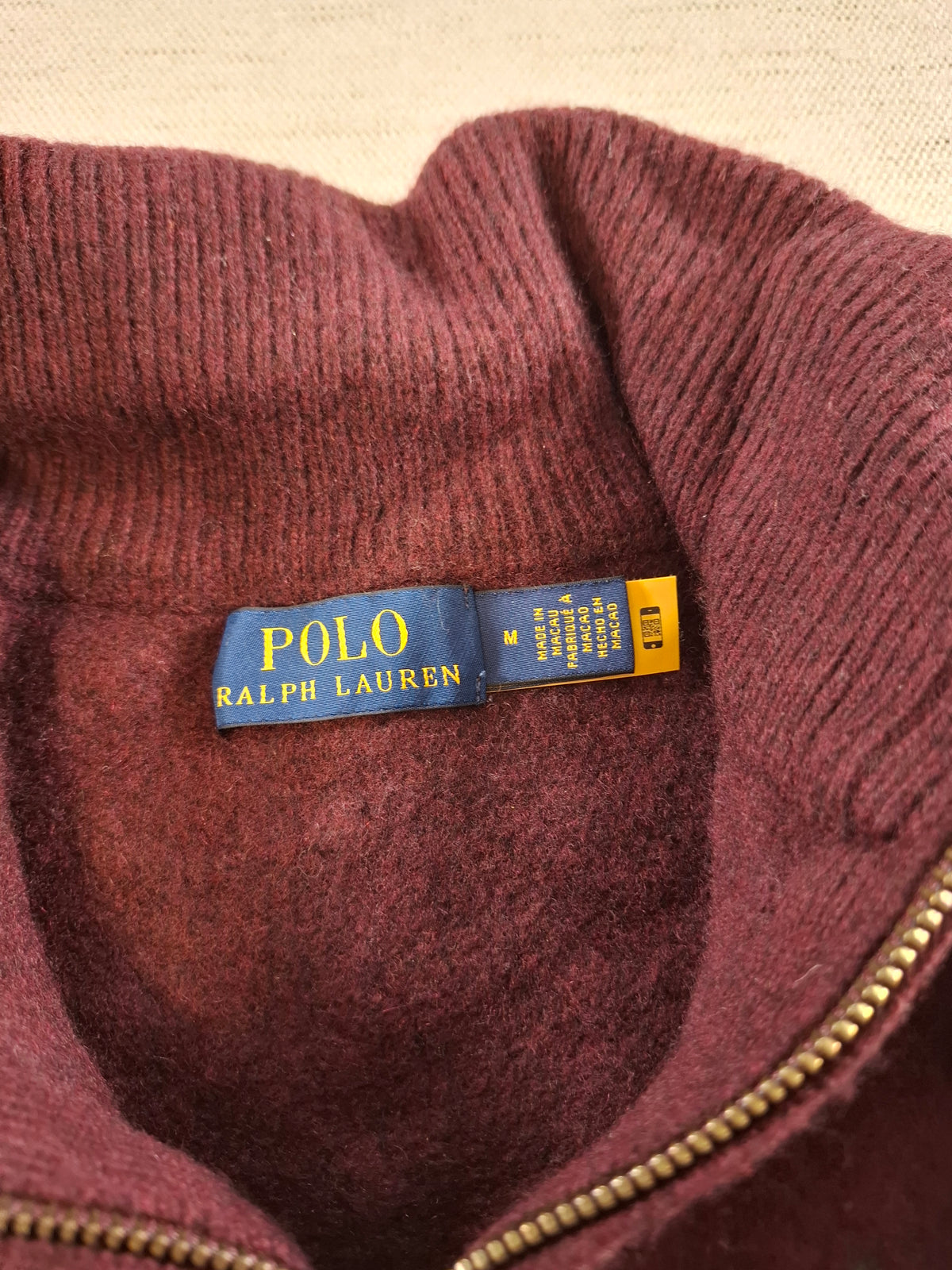 000433 – Polo Ralph Lauren 1/4 Zip Pullover – Burgundy, Size Women's M