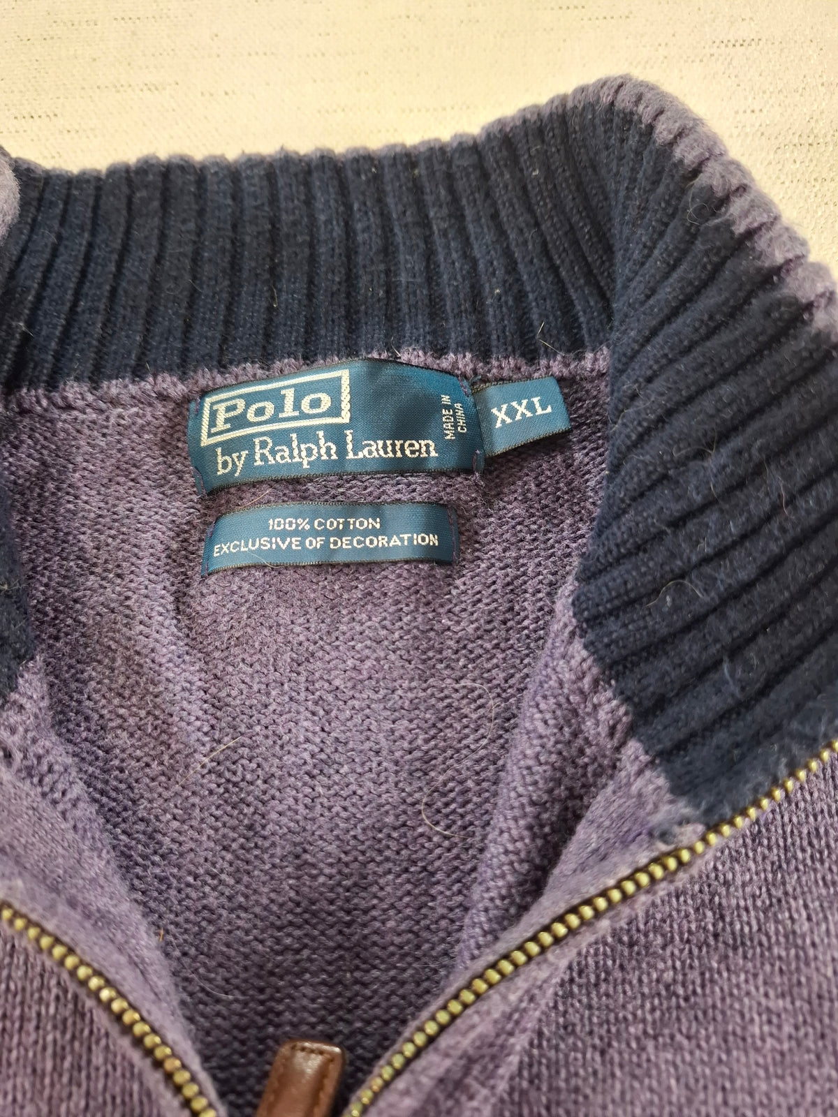 000434 – Polo Ralph Lauren 1/4 Zip Pullover – Purple, Size XXL