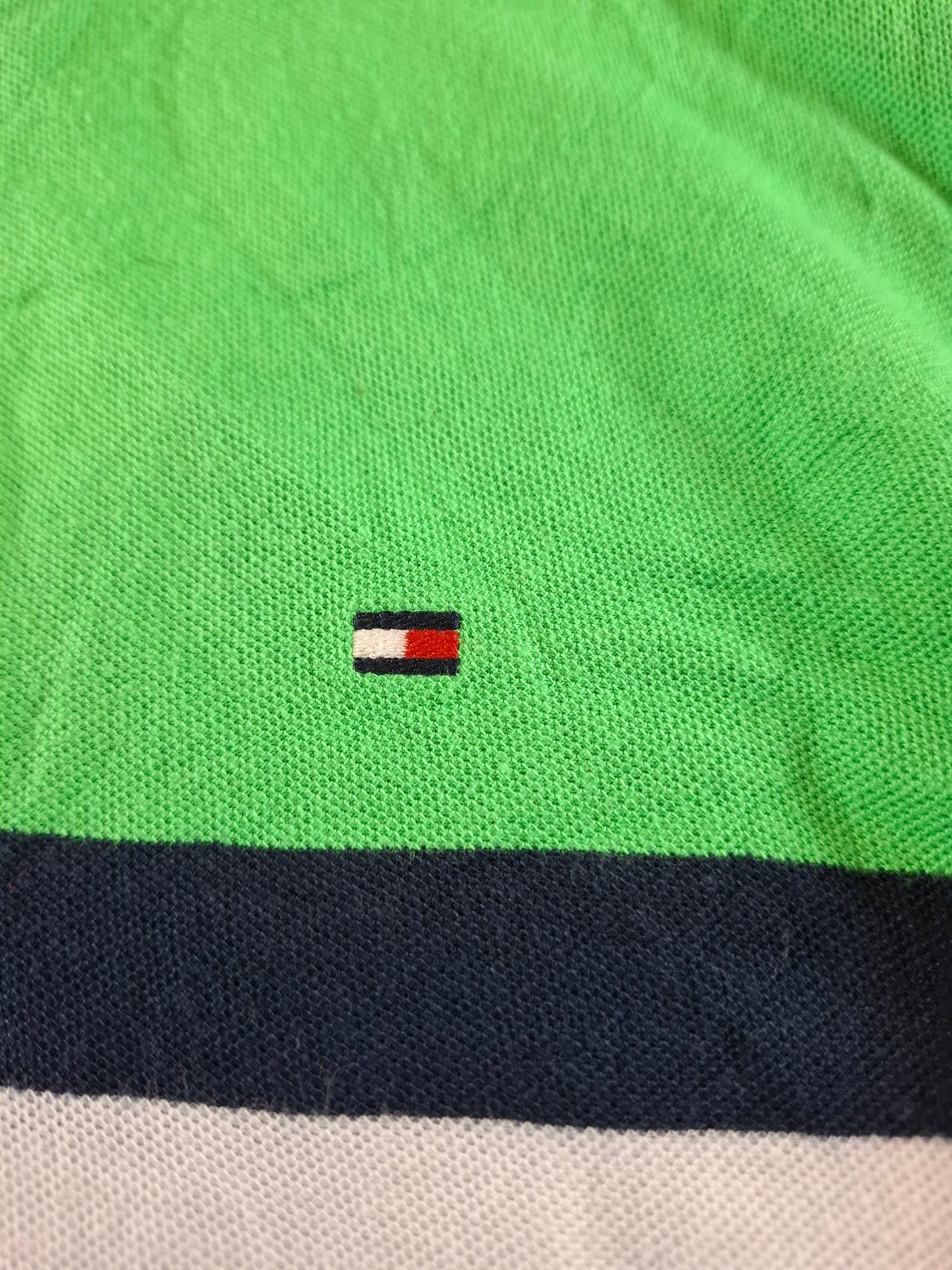 001061 Tommy Hilfiger Polo size L Green/ Blue/ White