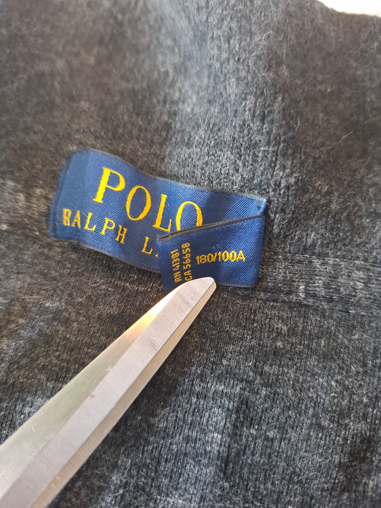 000493 Polo Ralph Lauren 1/4 zip sweater size L Anthracite