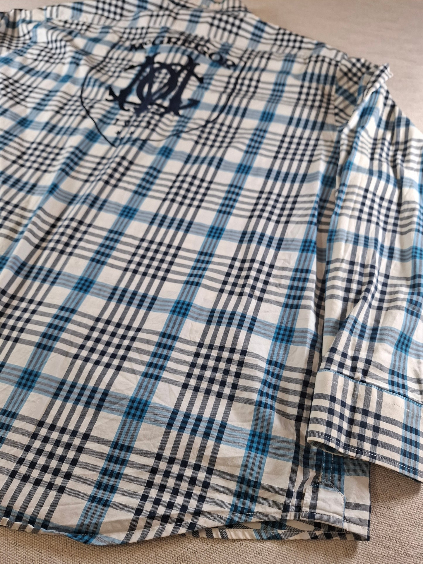 001087 McGregor Button down shirt size XXXL Blue/ White checkered