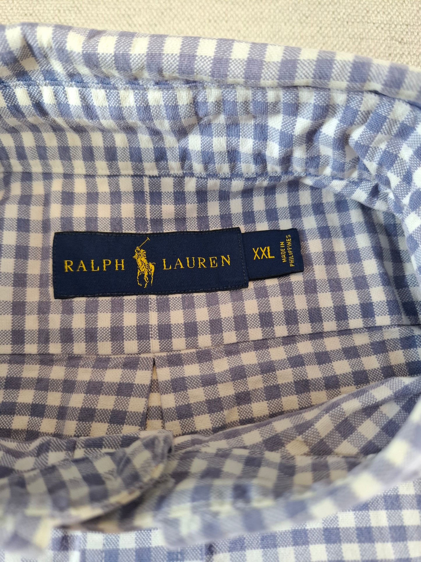 001074 Polo Ralph Lauren Button down shirt size XXL Blue/ white checkered