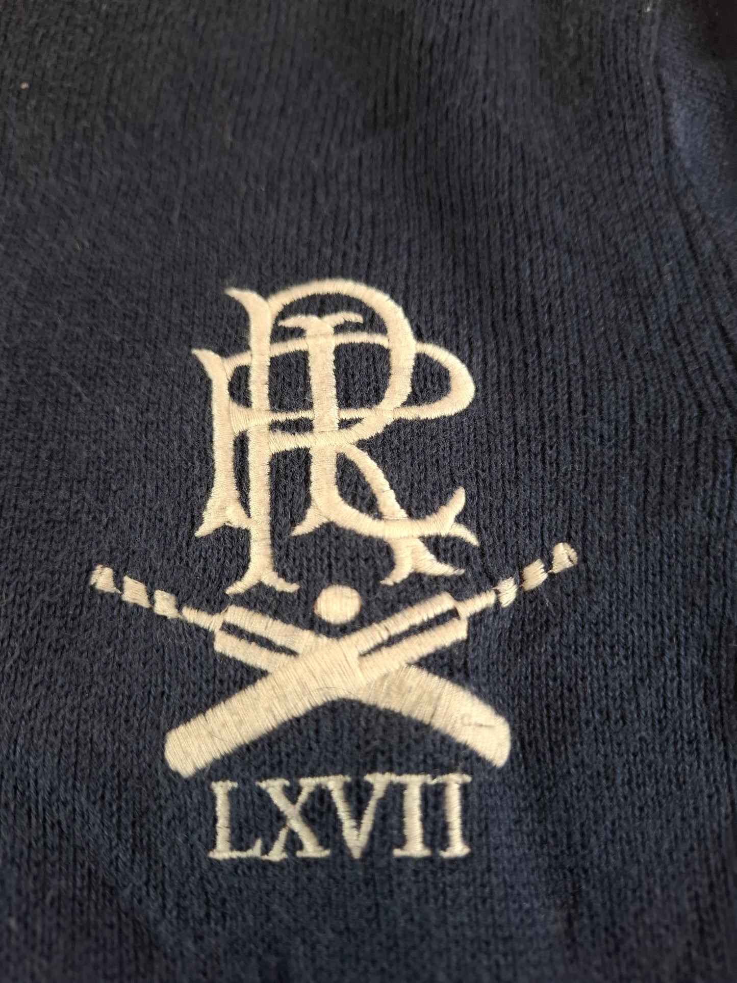 000938 Polo Ralph Lauren Full zip sweater size L Navy Blue/ White