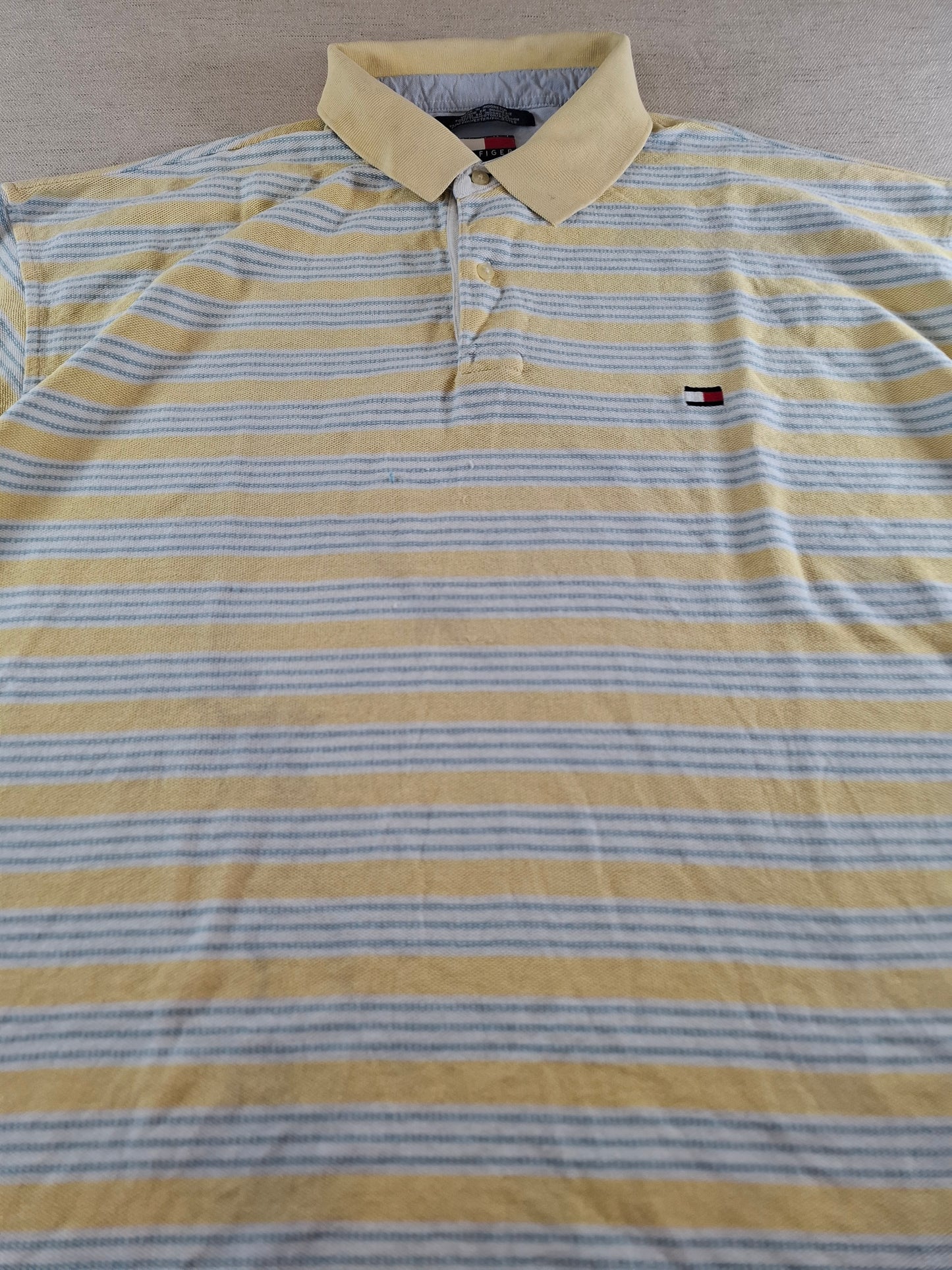 001114 Tommy Hilfiger Polo size XXL Yellow/ White/ light blue striped