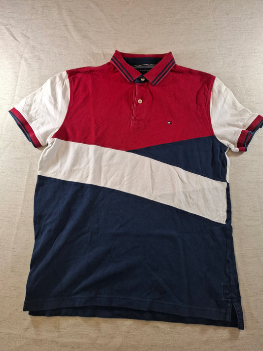 001064 Tommy Hilfiger Polo size L Red/ White/ Blue