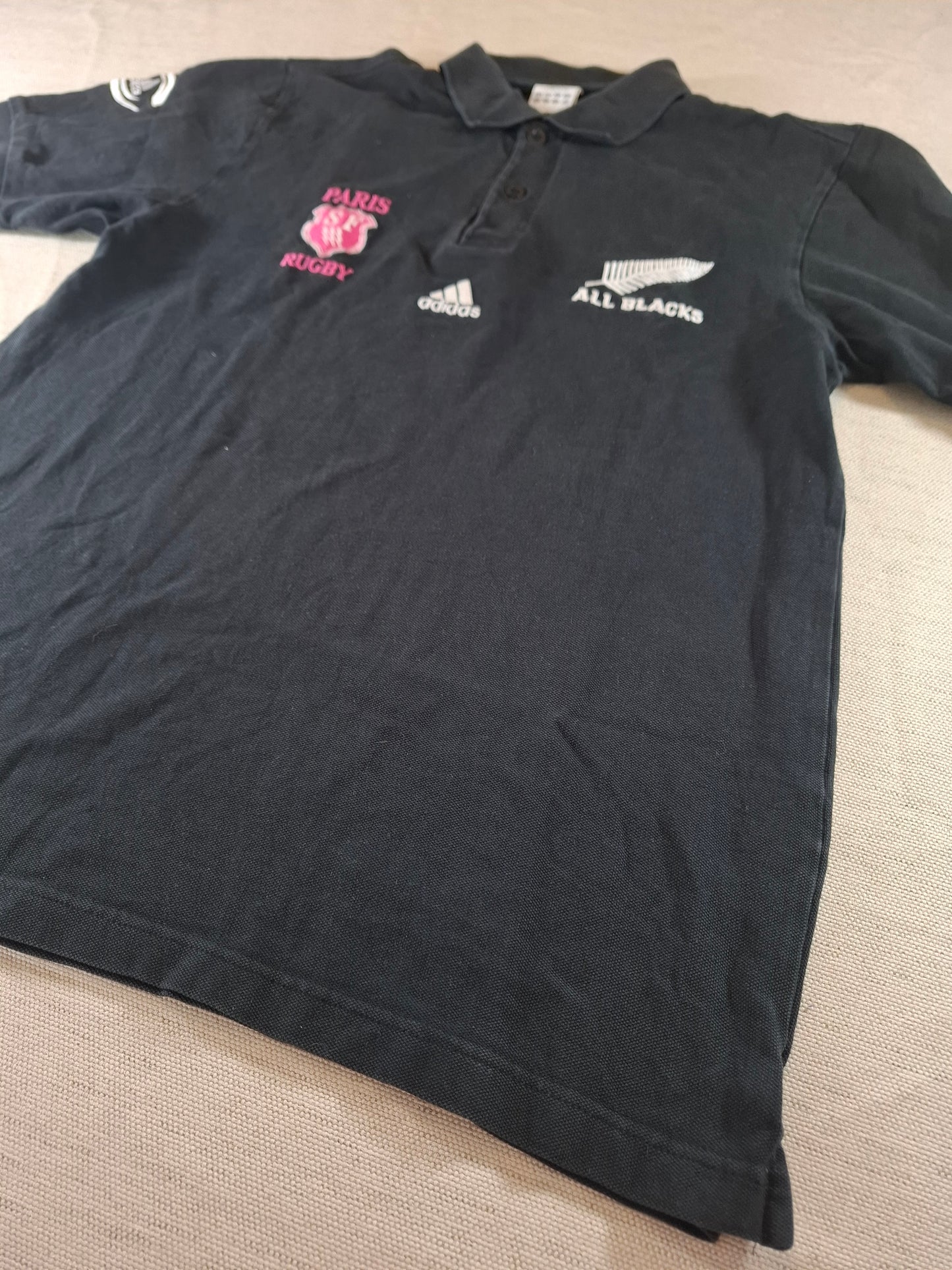 000159 Adidas Polo size M BLACK New Zealand All Blacks Rugby