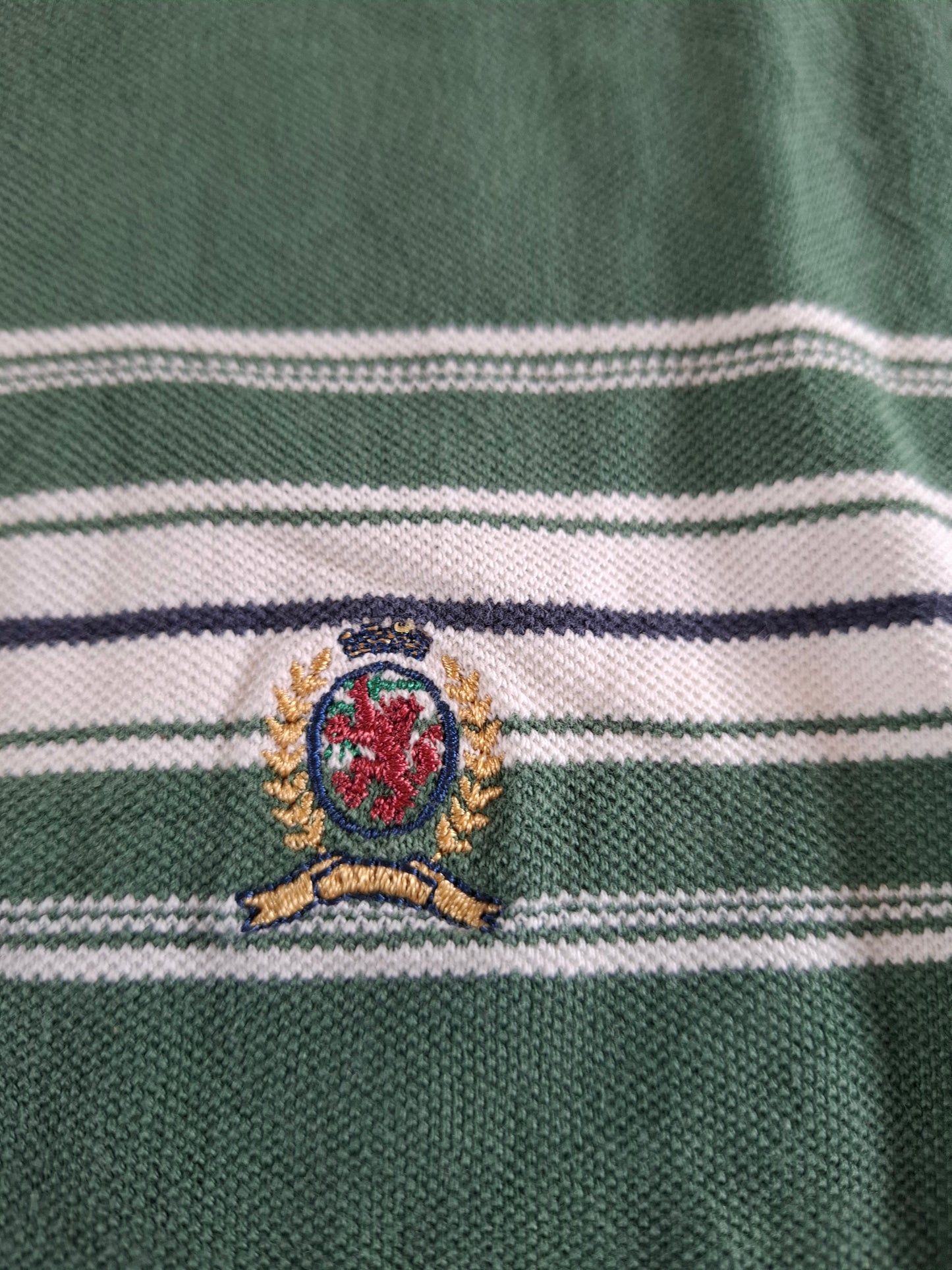 001115 Tommy Hilfiger Polo size XL Green/ white striped