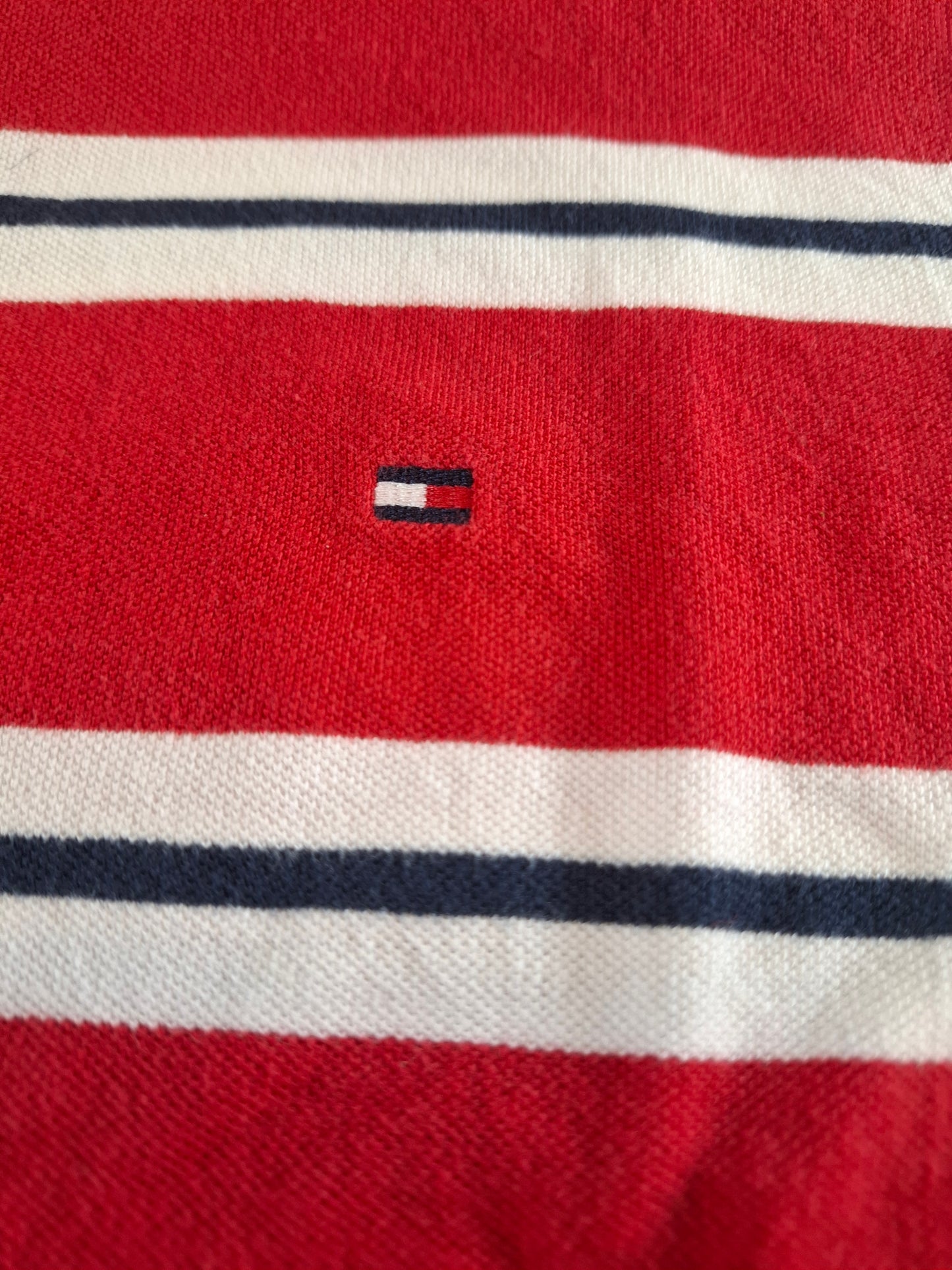 001111 Tommy Hilfiger Polo size M Red/ White/ Black striped