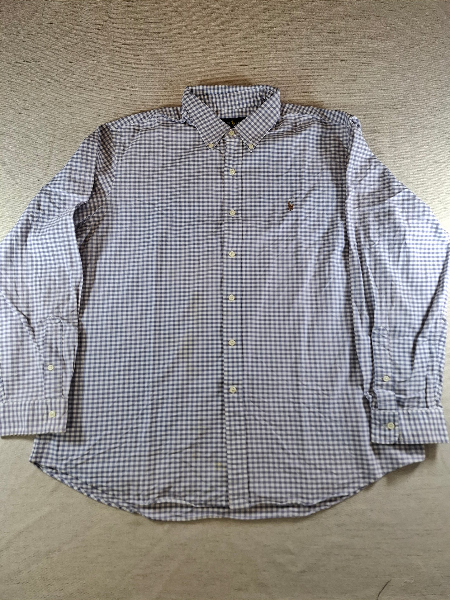 001074 Polo Ralph Lauren Button down shirt size XXL Blue/ white checkered