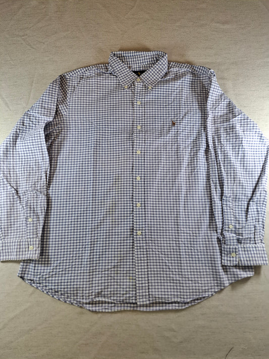 001074 Polo Ralph Lauren Button down shirt size XXL Blue/ white checkered