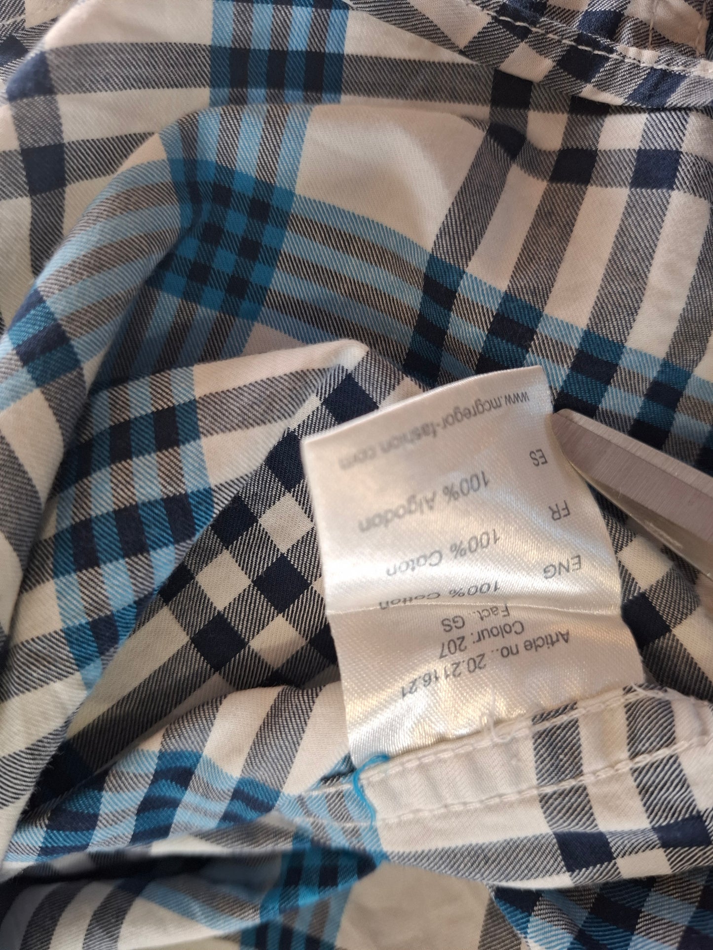 001087 McGregor Button down shirt size XXXL Blue/ White checkered