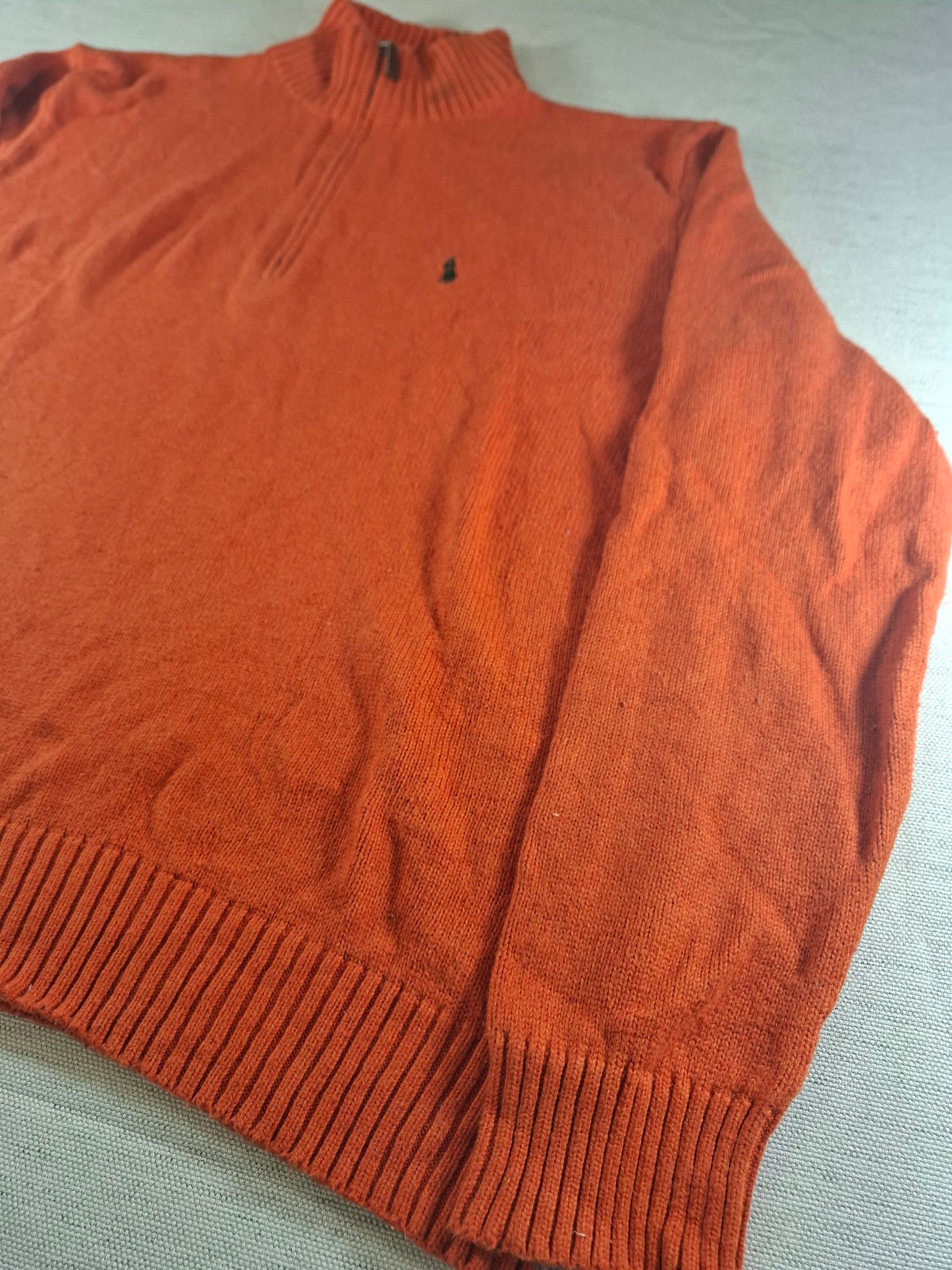 000484 Polo Ralph Lauren 1/4 zip sweater size L Orange