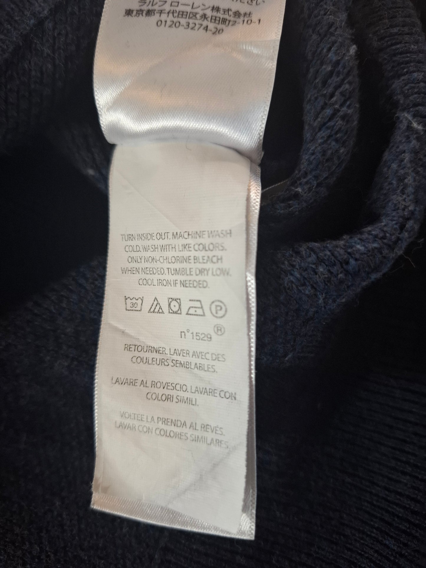 000483 Polo Ralph Lauren 1/4 zip sweater size XXL Blue