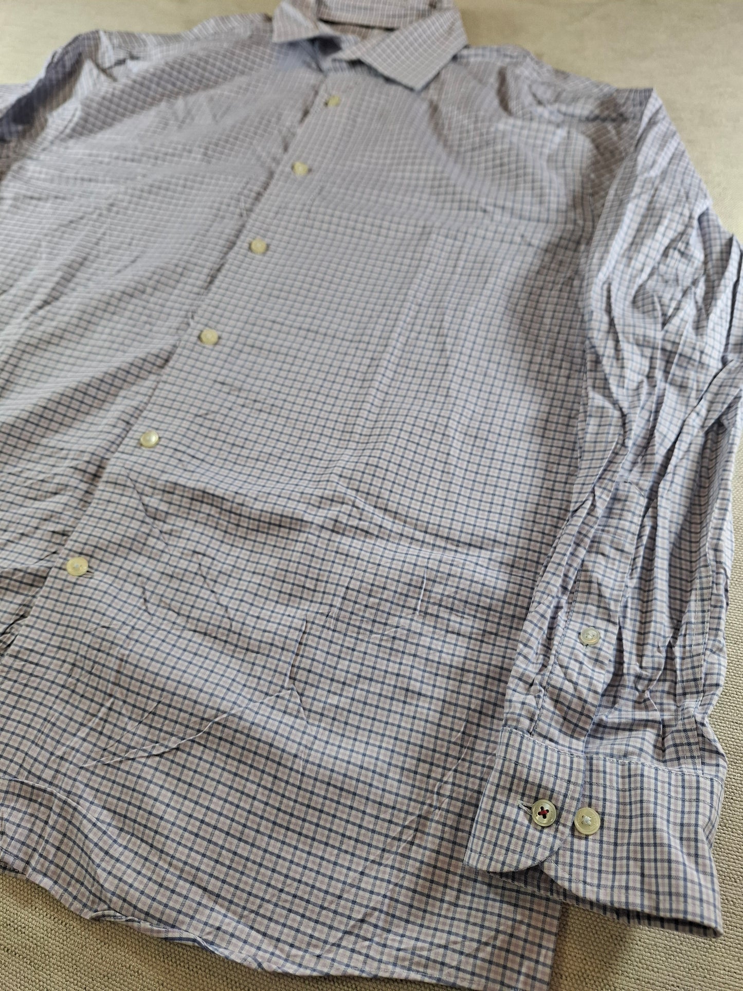 001094 Tommy Hilfiger Button down shirt size 17 / 34-35 Lila/ Blue/ White checkered