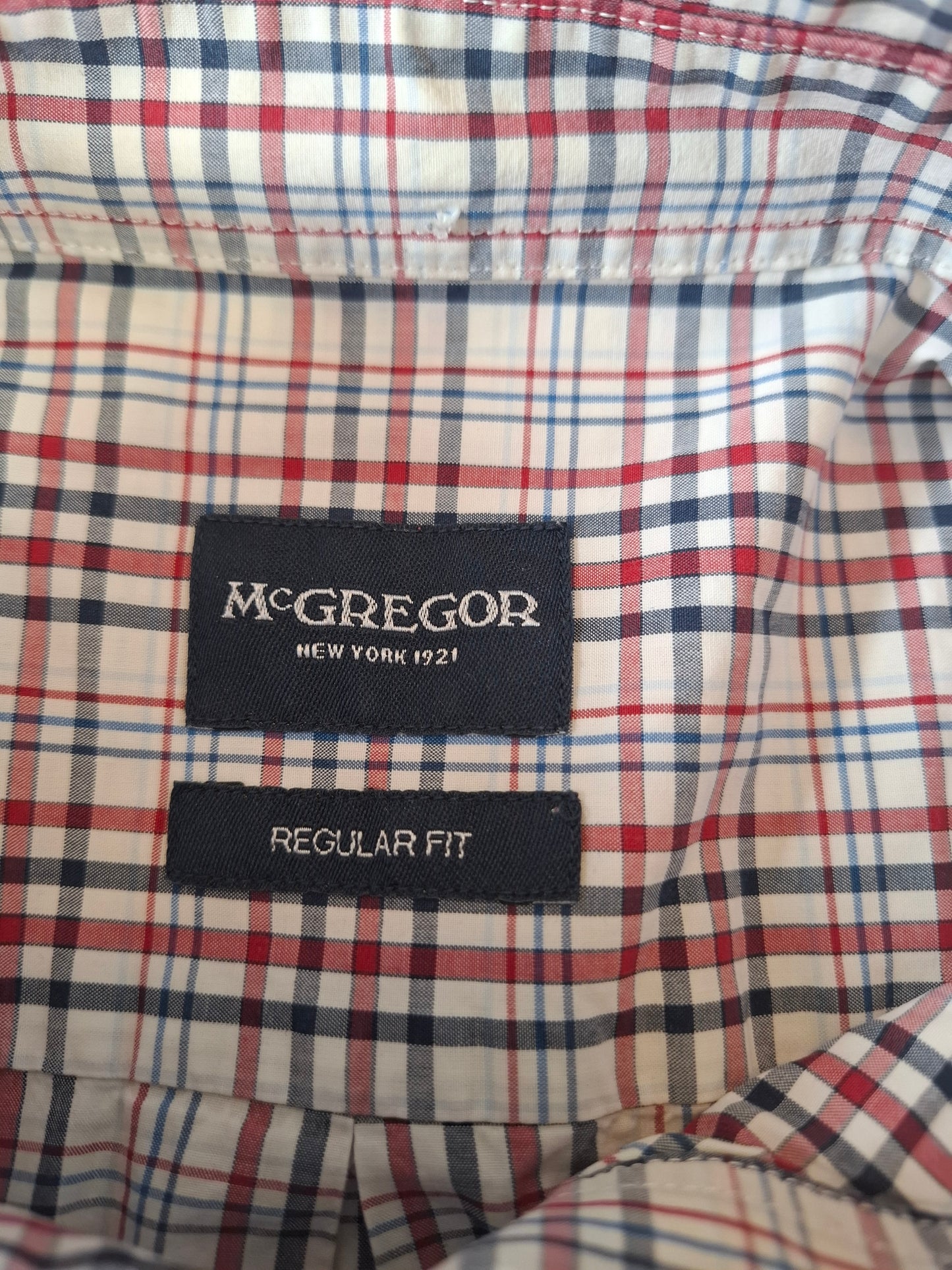 001086 McGregor Button down shirt size XXXL Red/ White/ Blue checkered
