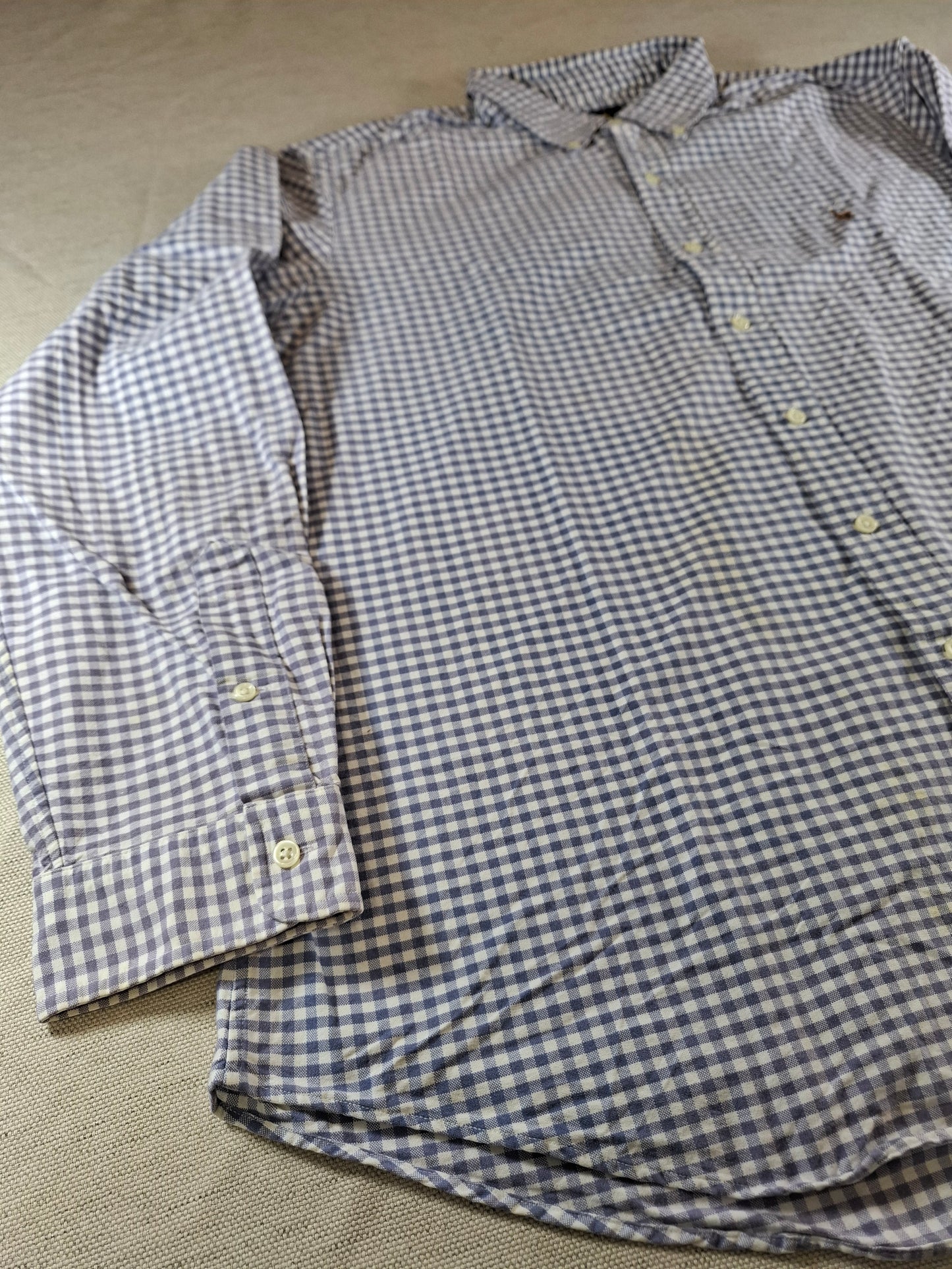 001074 Polo Ralph Lauren Button down shirt size XXL Blue/ white checkered