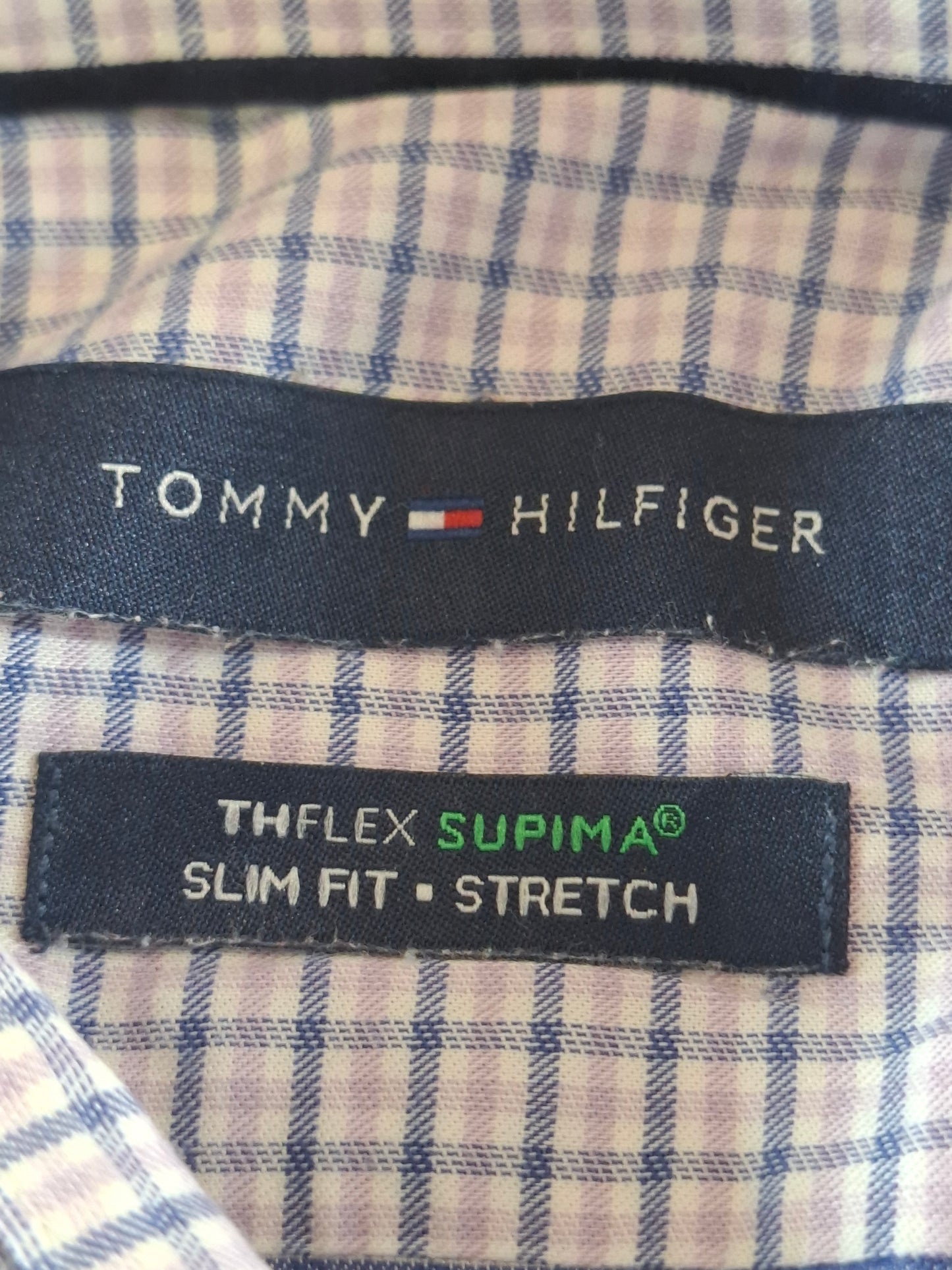 001094 Tommy Hilfiger Button down shirt size 17 / 34-35 Lila/ Blue/ White checkered