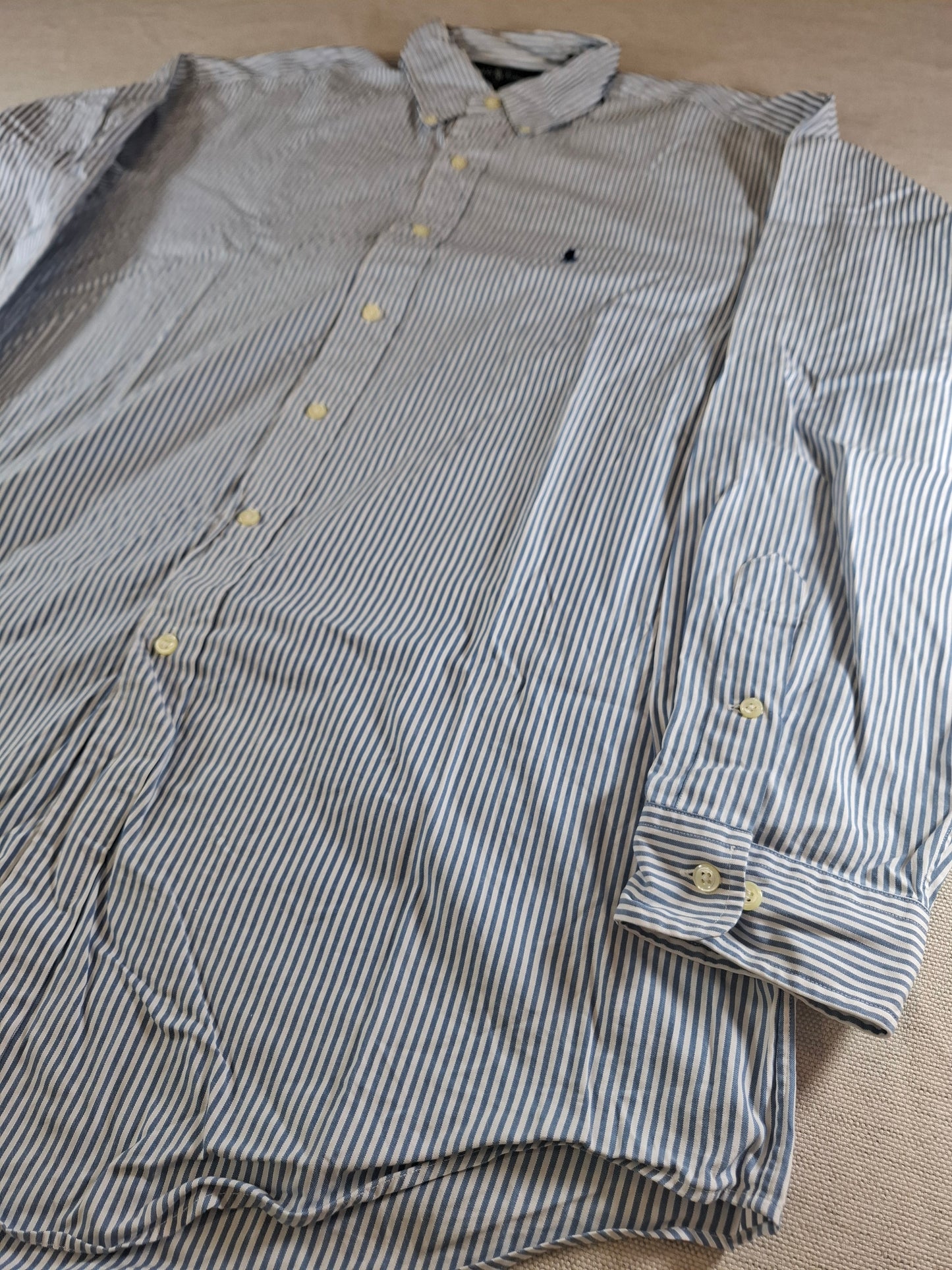 001081 Polo Ralph Lauren Button down shirt size 16.5 / 34-35 Blue/ White striped