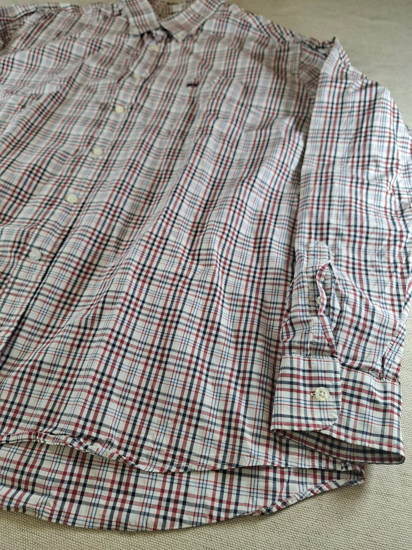 001086 McGregor Button down shirt size XXXL Red/ White/ Blue checkered