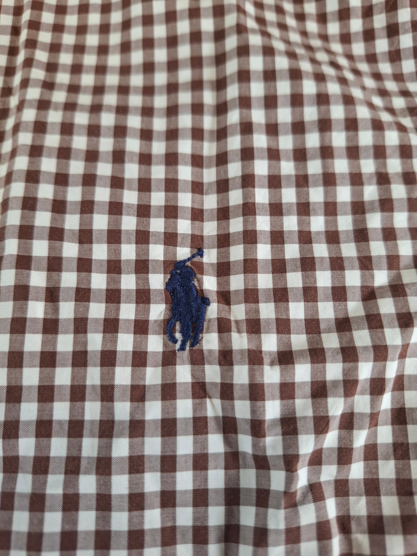 001085 Polo Ralph Lauren Button down shirt size L Brown/ White checkered