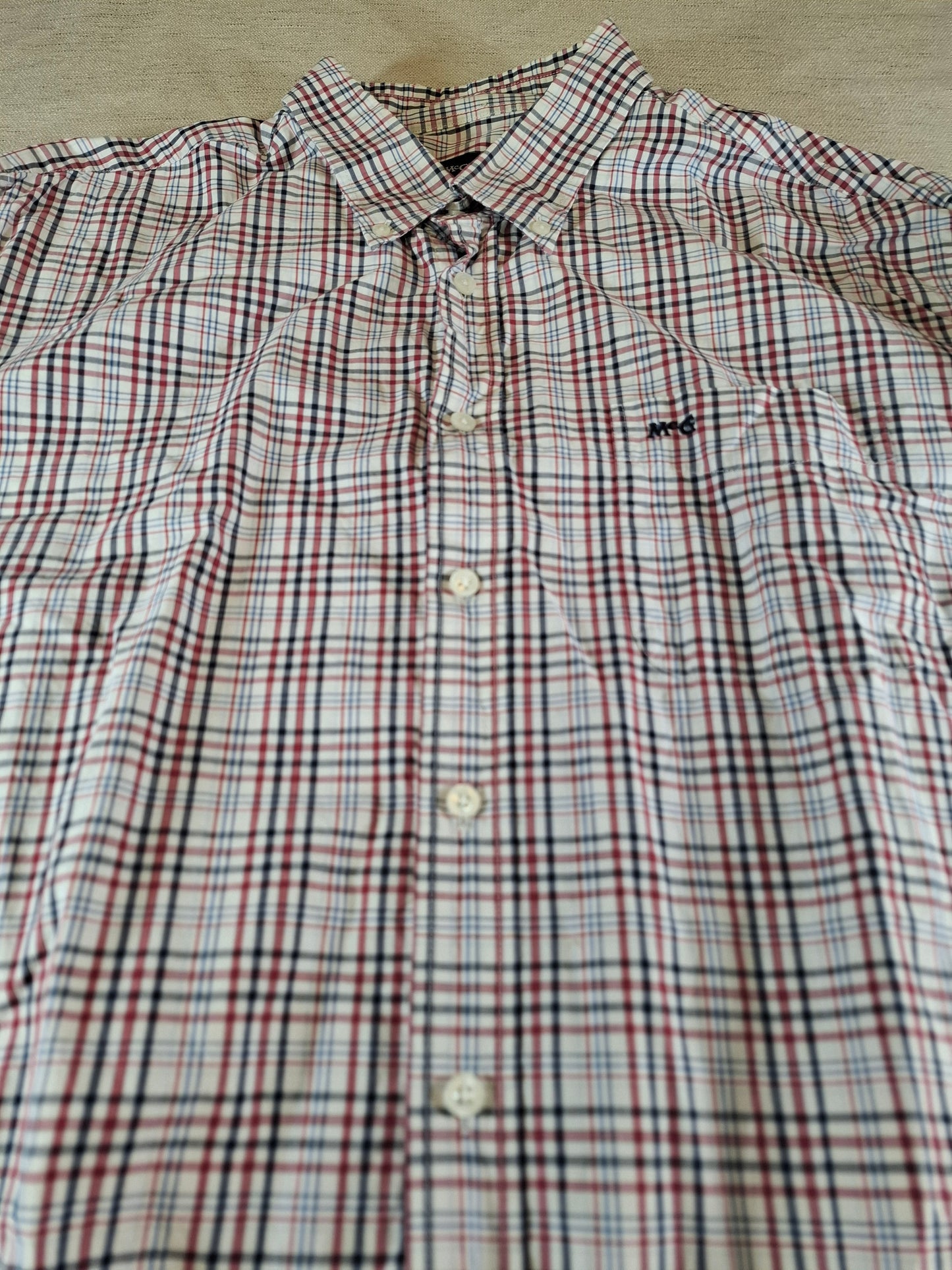 001086 McGregor Button down shirt size XXXL Red/ White/ Blue checkered