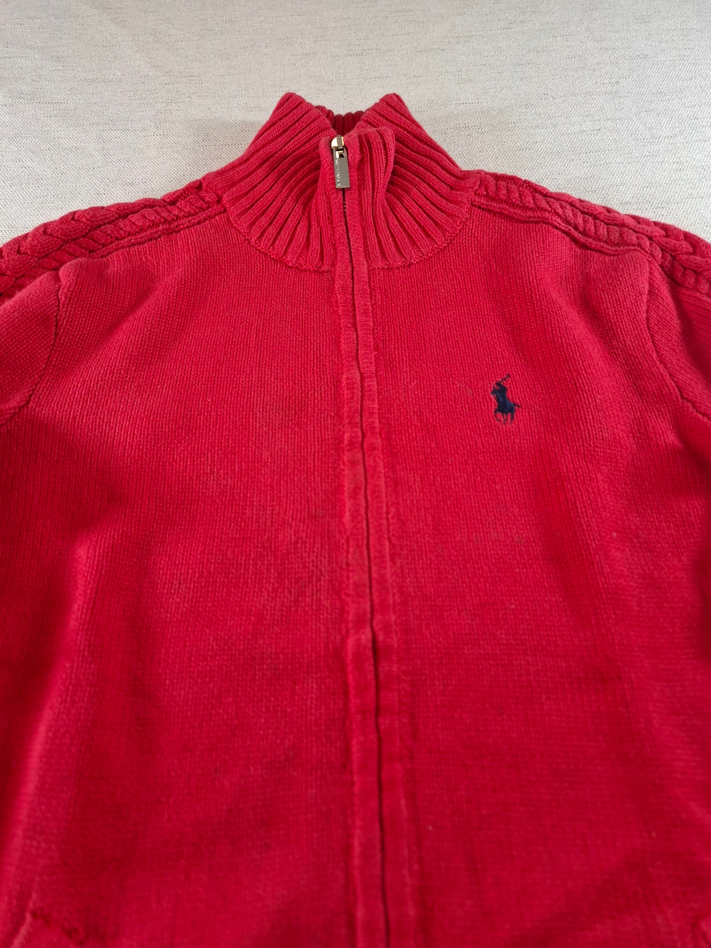 000943 Polo Ralph Lauren Full zip sweater size XS Red