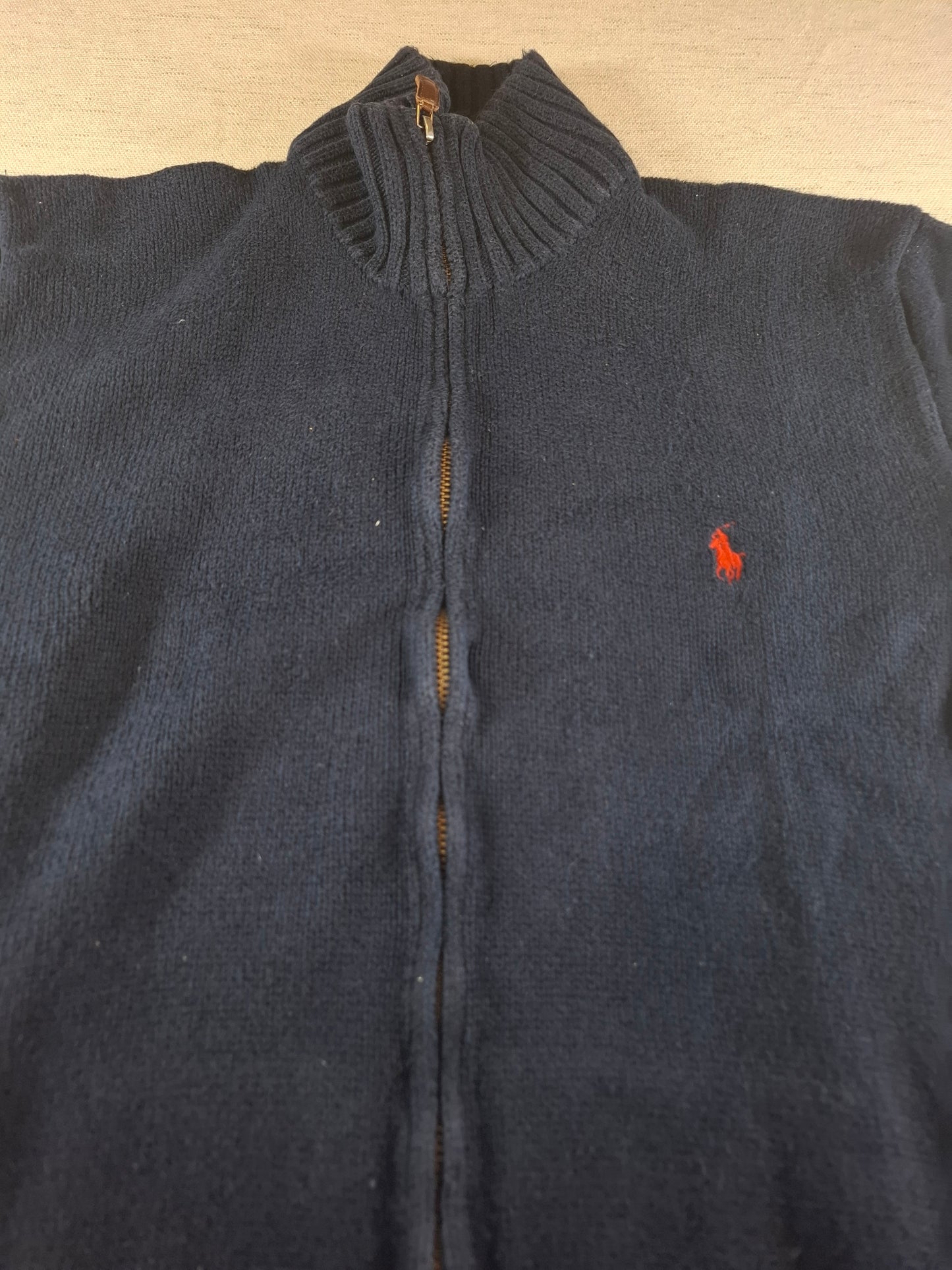 000486 Polo Ralph Lauren full zip sweater size M Navy