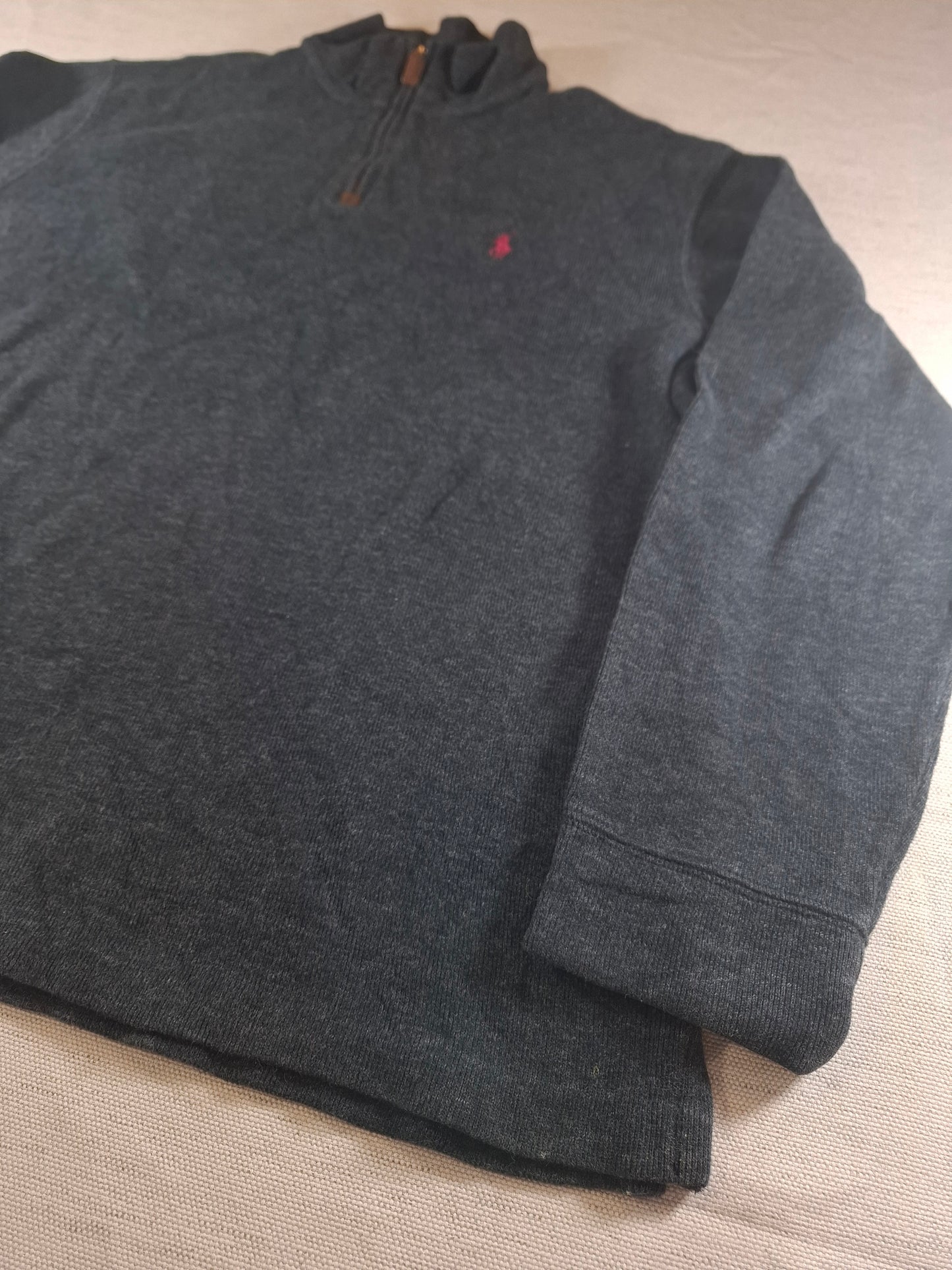 000493 Polo Ralph Lauren 1/4 zip sweater size L Anthracite