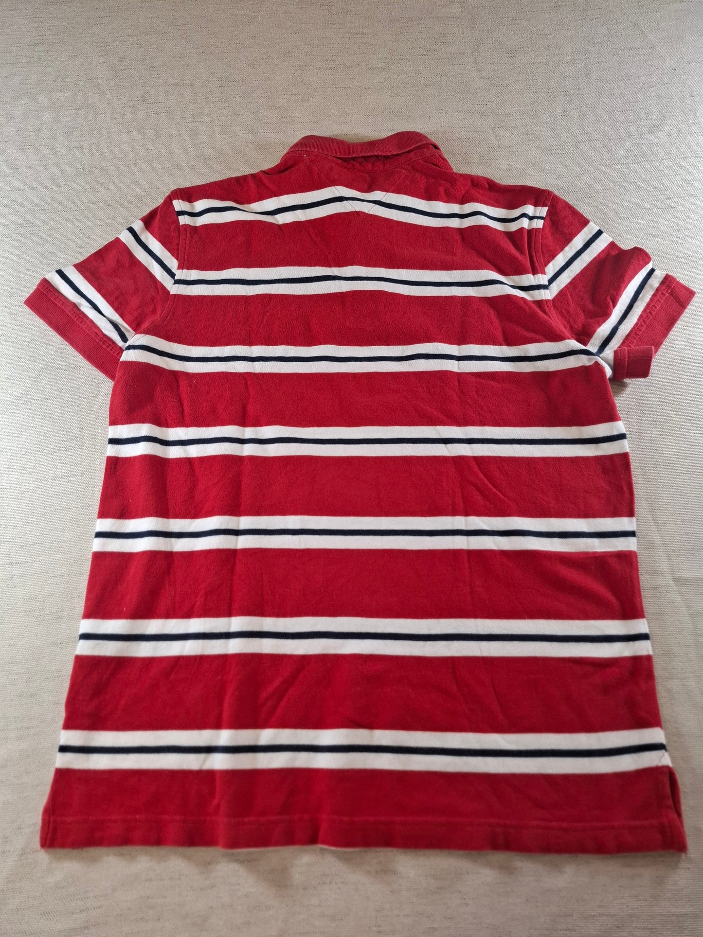 001111 Tommy Hilfiger Polo size M Red/ White/ Black striped