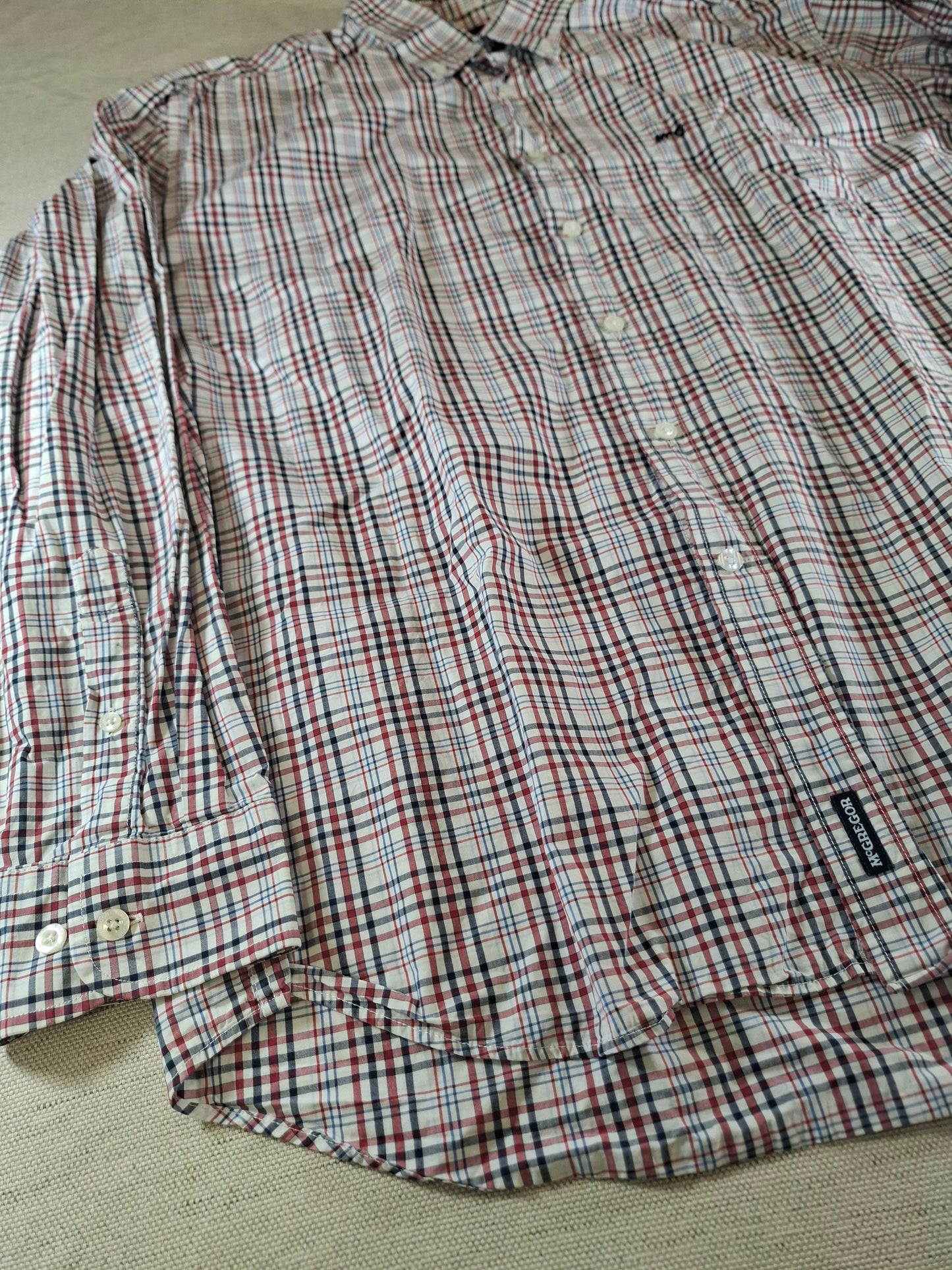 001086 McGregor Button down shirt size XXXL Red/ White/ Blue checkered