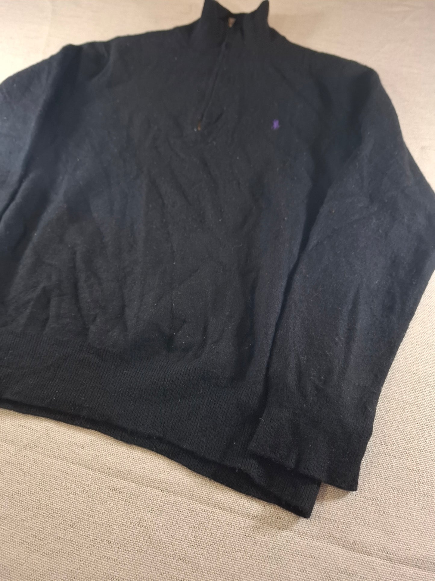 000497 Polo Ralph Lauren 1/4 zip sweater size XXL Black Merino