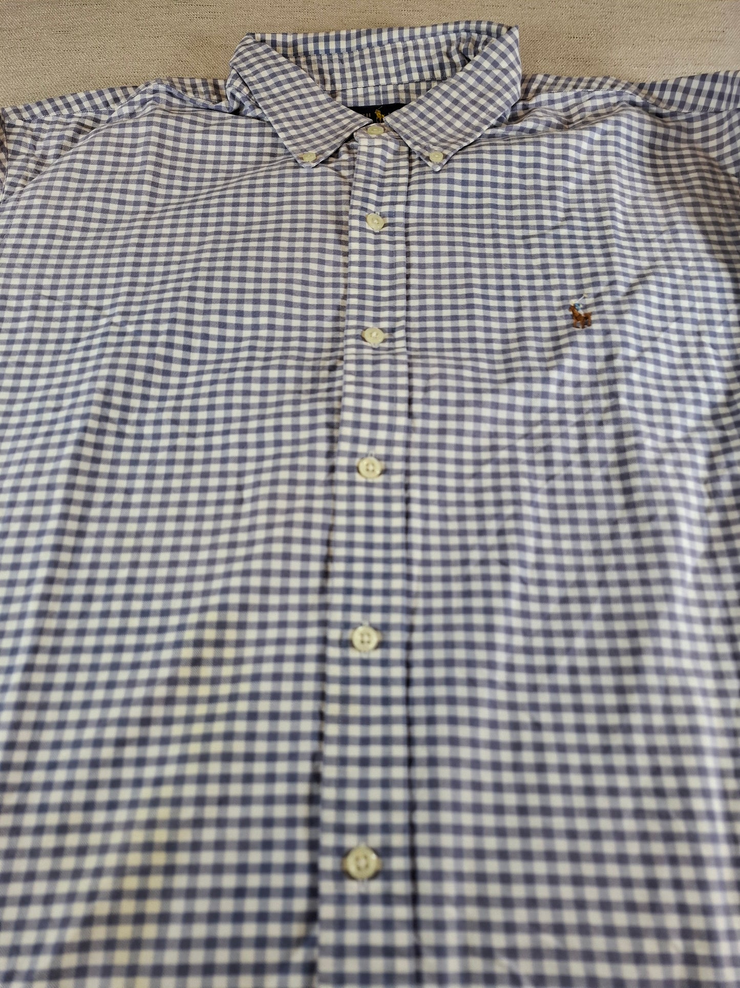 001074 Polo Ralph Lauren Button down shirt size XXL Blue/ white checkered