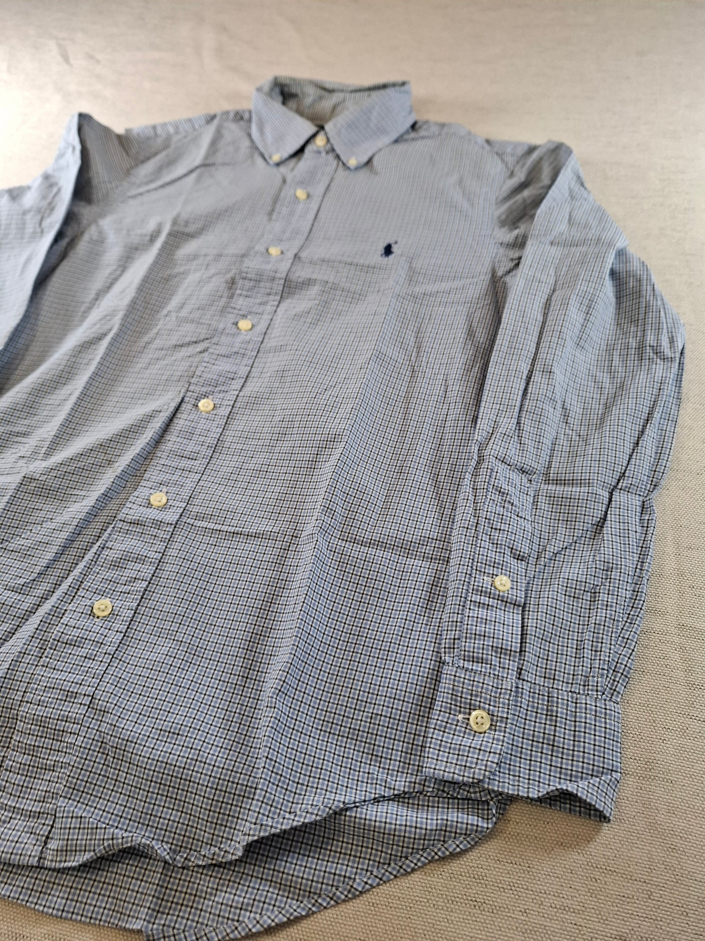 001069 Polo Ralph Lauren Button down shirt size 38 Blue/ Black checkered