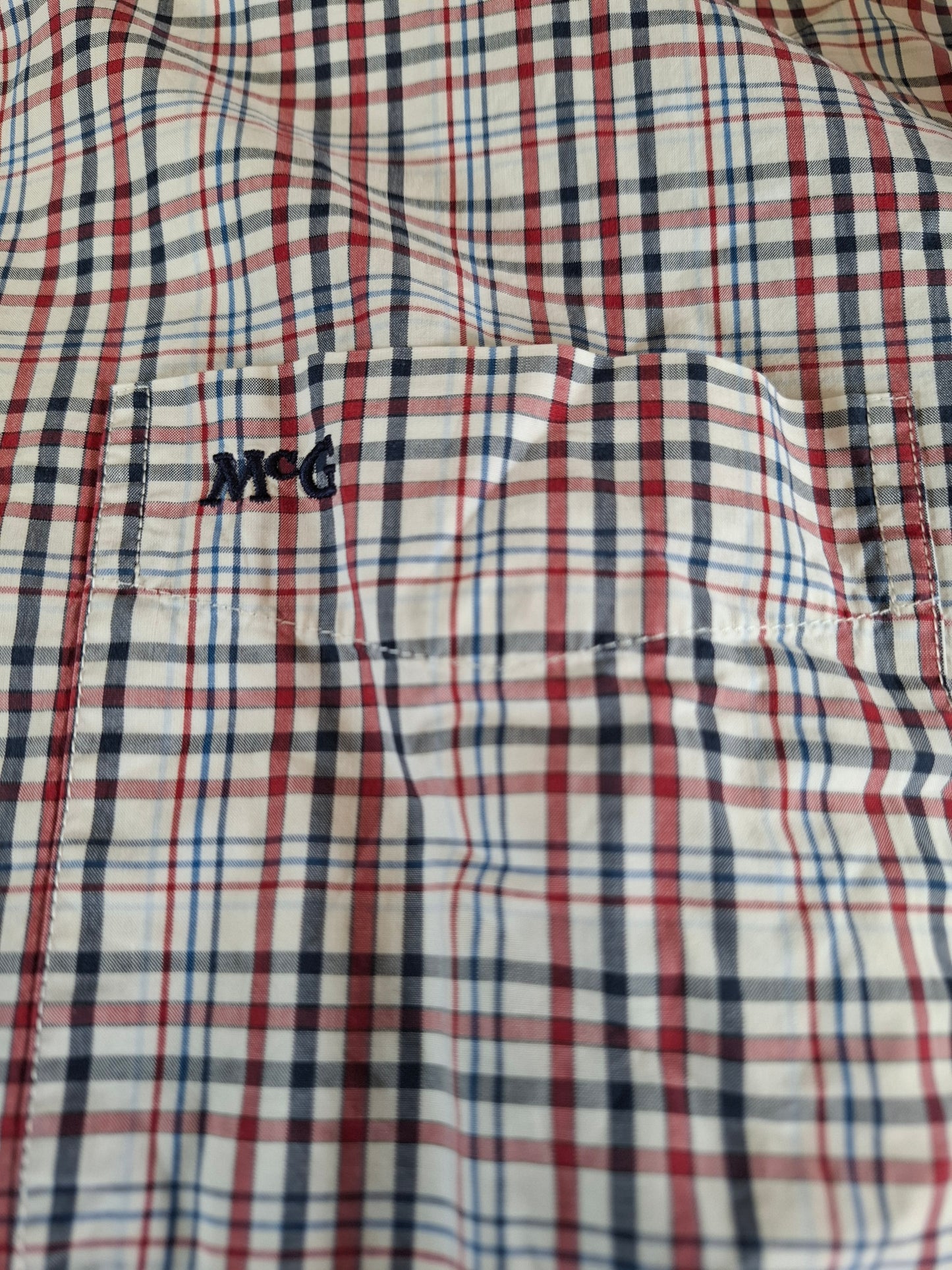 001086 McGregor Button down shirt size XXXL Red/ White/ Blue checkered
