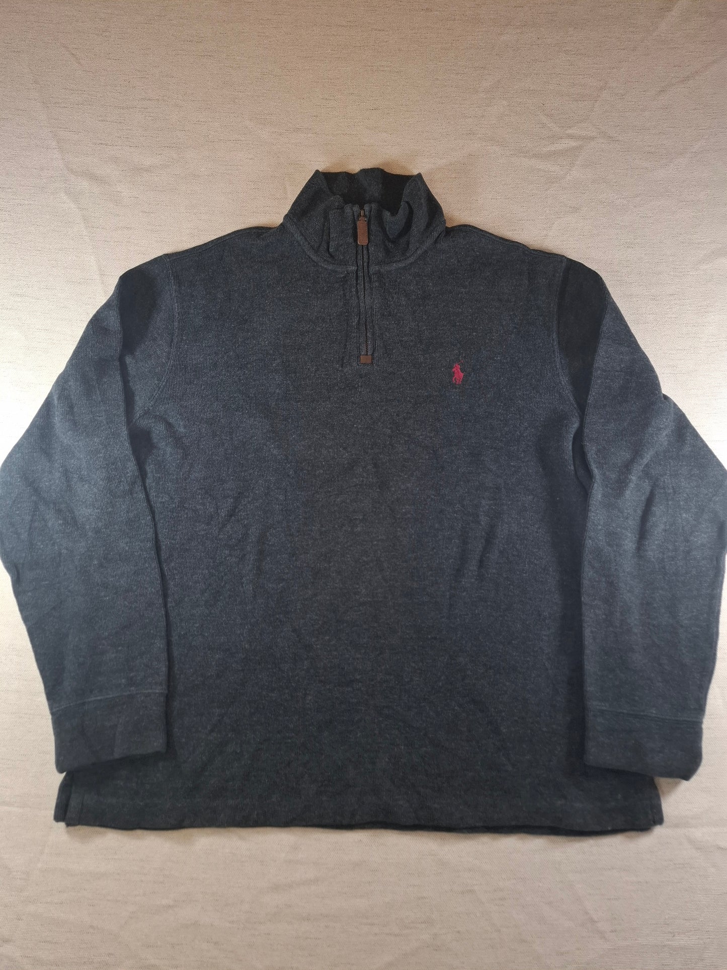 000493 Polo Ralph Lauren 1/4 zip sweater size L Anthracite