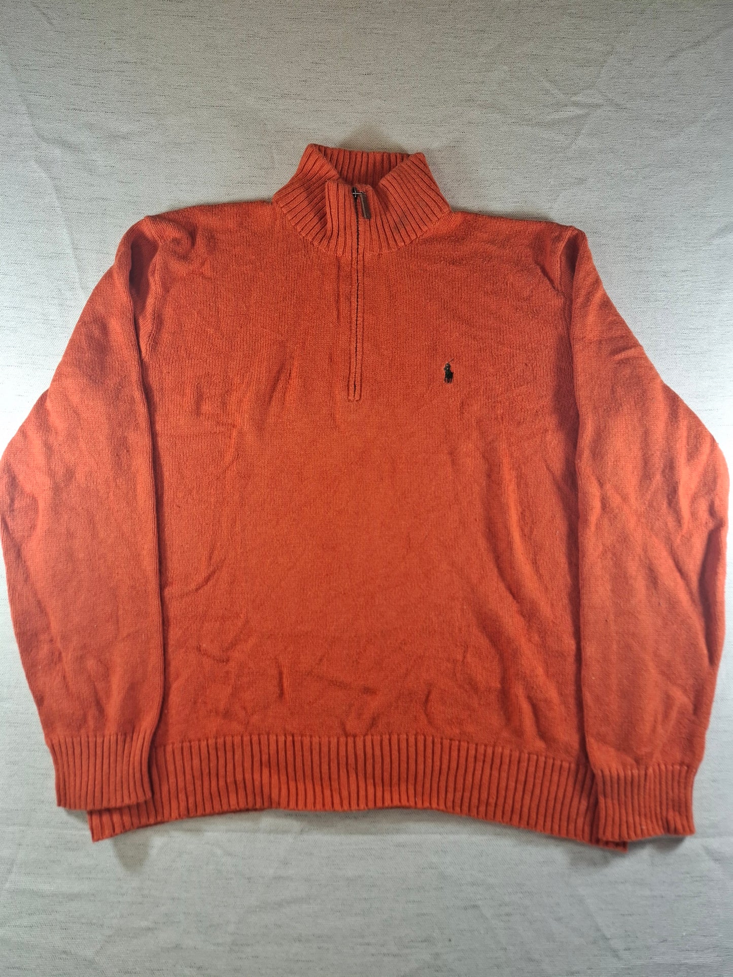 000484 Polo Ralph Lauren 1/4 zip sweater size L Orange