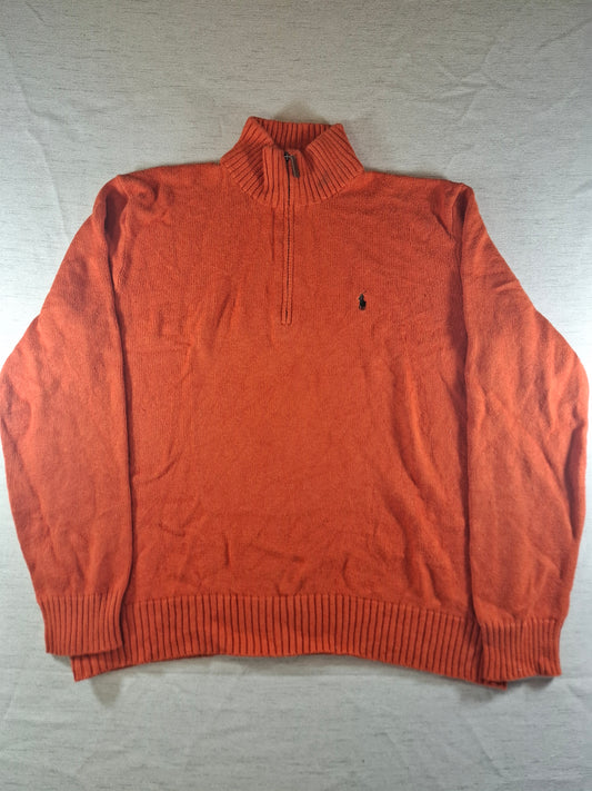 000484 Polo Ralph Lauren 1/4 zip sweater size L Orange