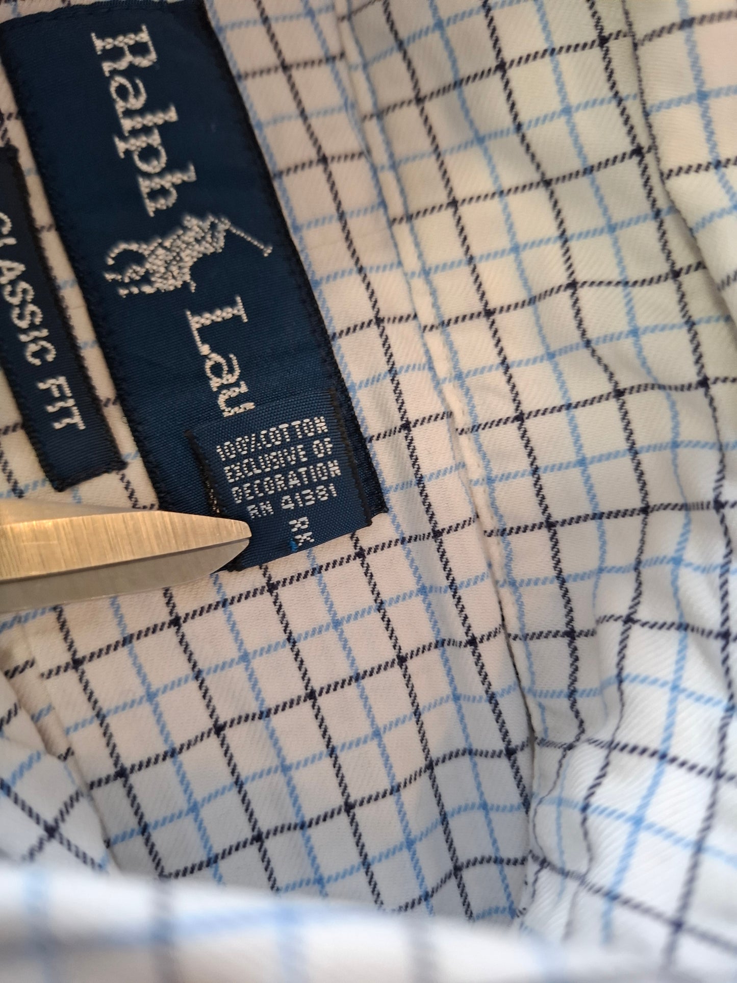 001072 Polo Ralph Lauren Button down shirt size M Blue/ White/ Black checkered